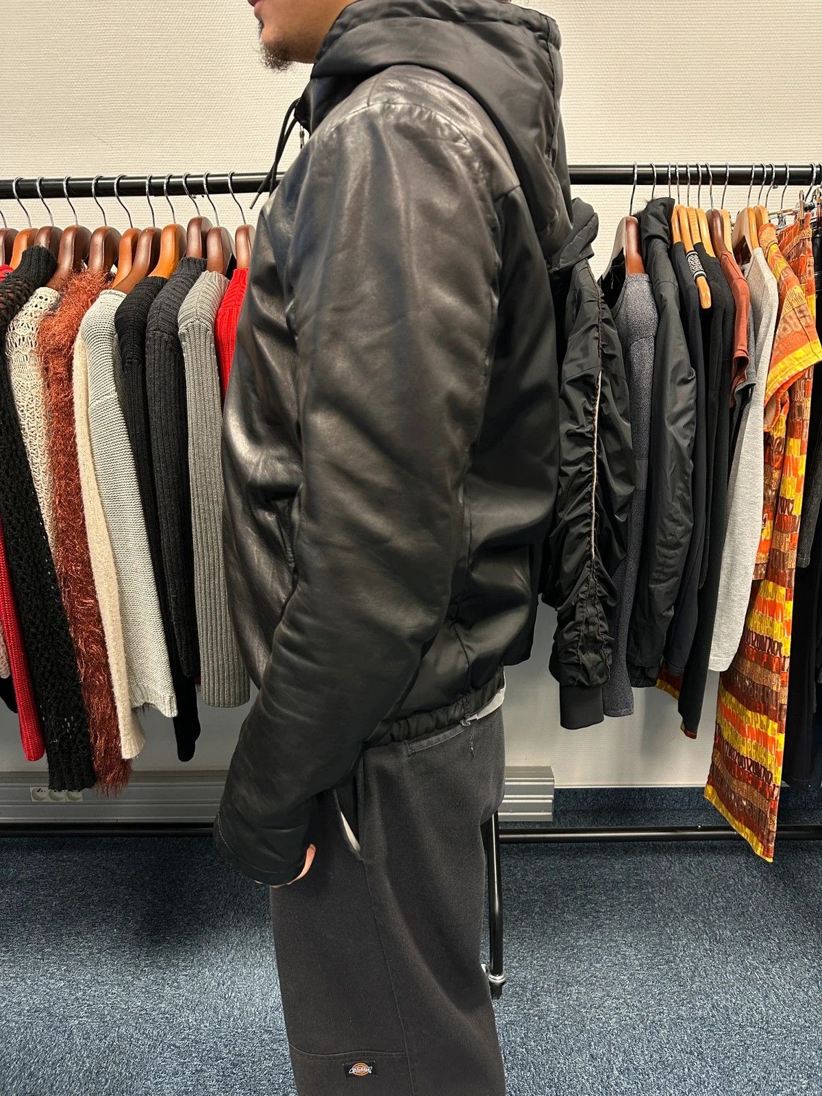 Prada Prada Sport FW2010 Leather & Nylon Black Hooded Jacket Size US M / EU 48-50 / 2 - 3 Thumbnail