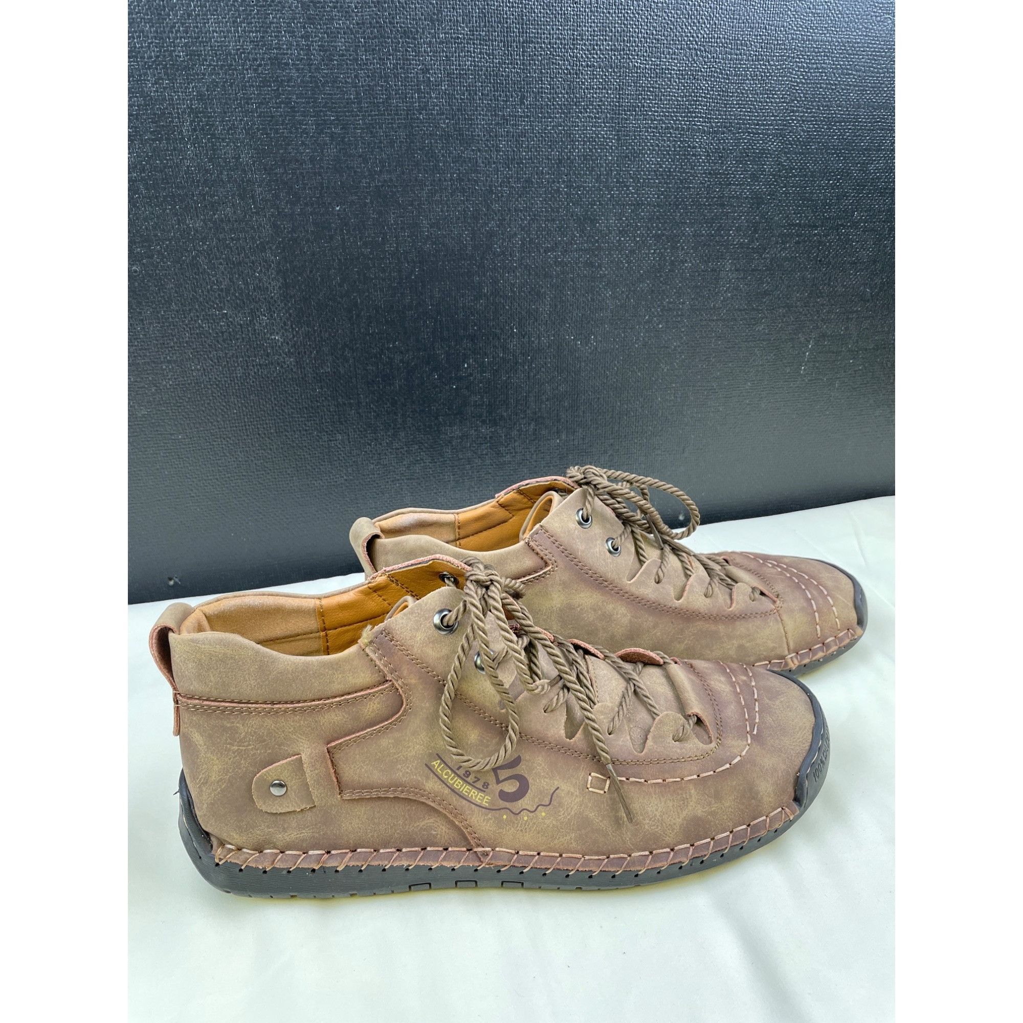 Other Alcubieree Men's Tan Leather Casual Shoes Lace up Ankle Size Size US 11.5 / EU 44-45 - 4 Thumbnail