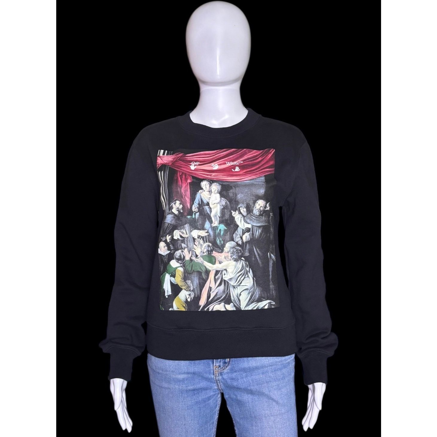 Off-White 2020 Off-White Caravaggio Painting Slim Crewneck Sweatshirt Size US XXS / EU 40 - 1 Thumbnail