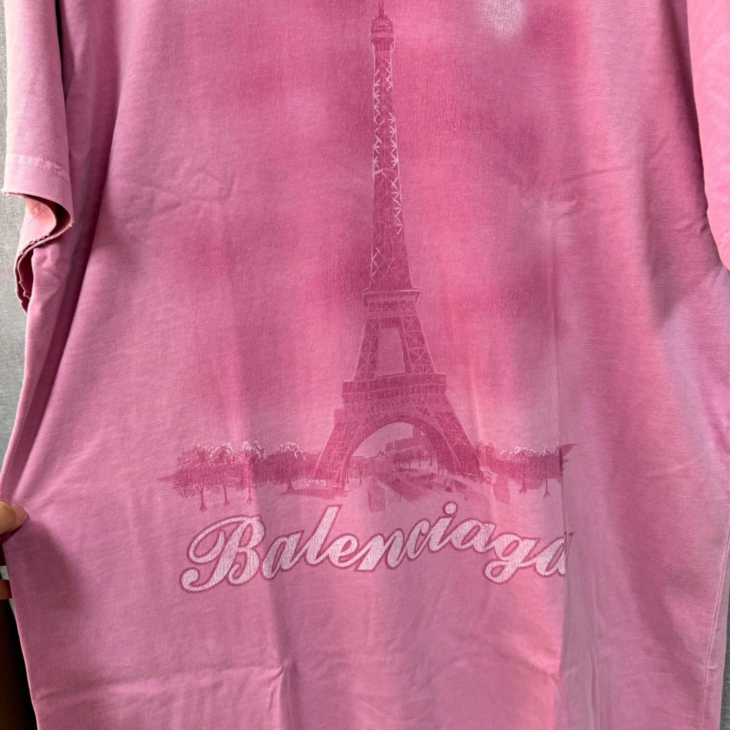 Balenciaga Balenciaga Distressed Pink Eiffel Tower Tee 1 Size US S / EU 44-46 / 1 - 4 Thumbnail