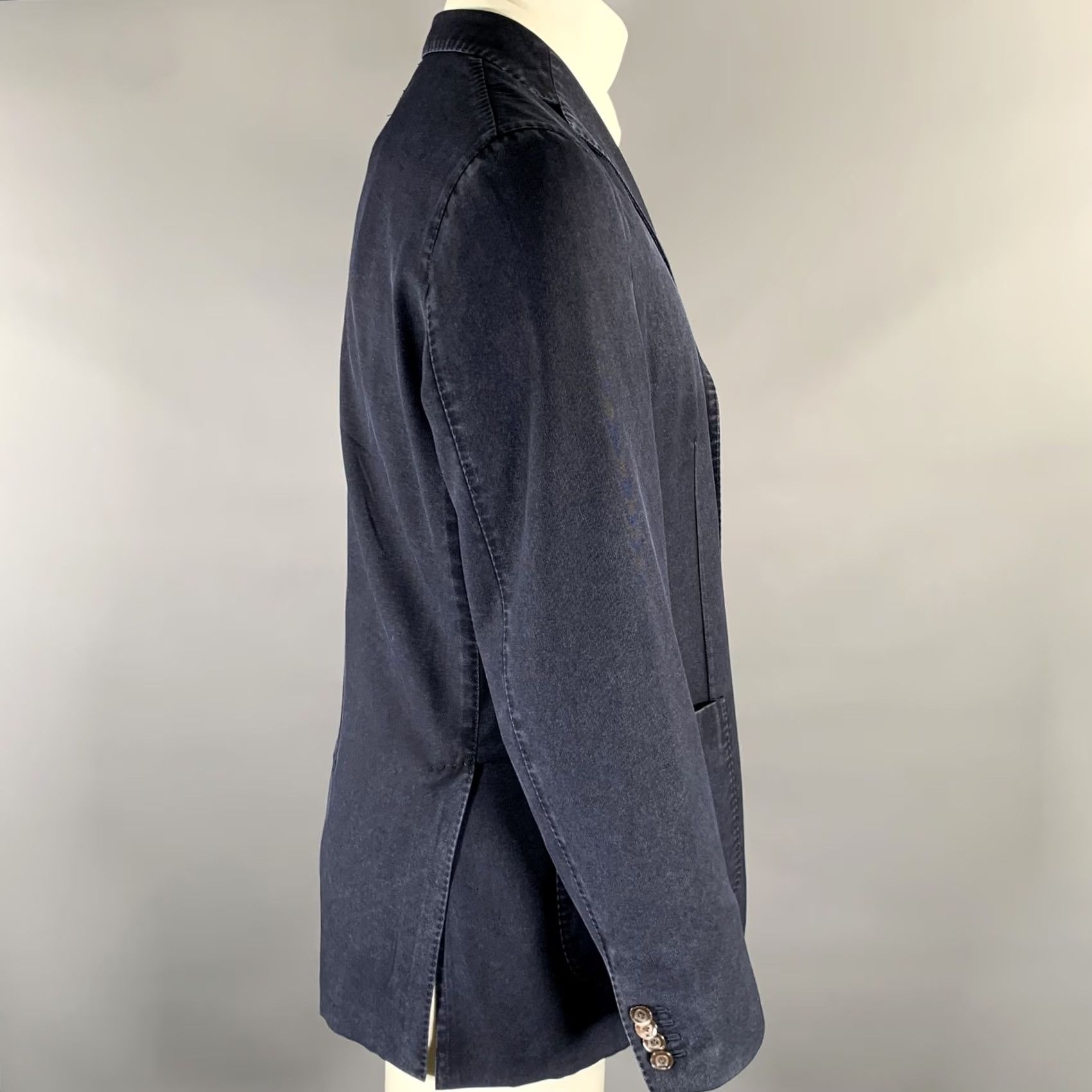 Boglioli BOGLIOLI Chest Size 40 Navy Wool Notch Lapel Sport Coat Size US XXS / EU 40 - 3 Thumbnail