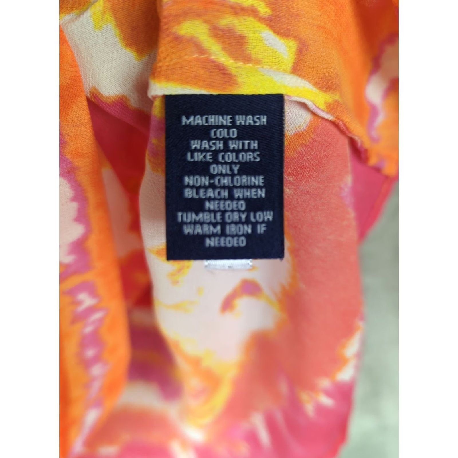 Chaps VINTAGE CHAPS Womens Blouse Shirt Tie-Dye Drawstring Waist Semi Sheer Orange Pink XL Size XL / US 12-14 / IT 48-50 - 6 Thumbnail