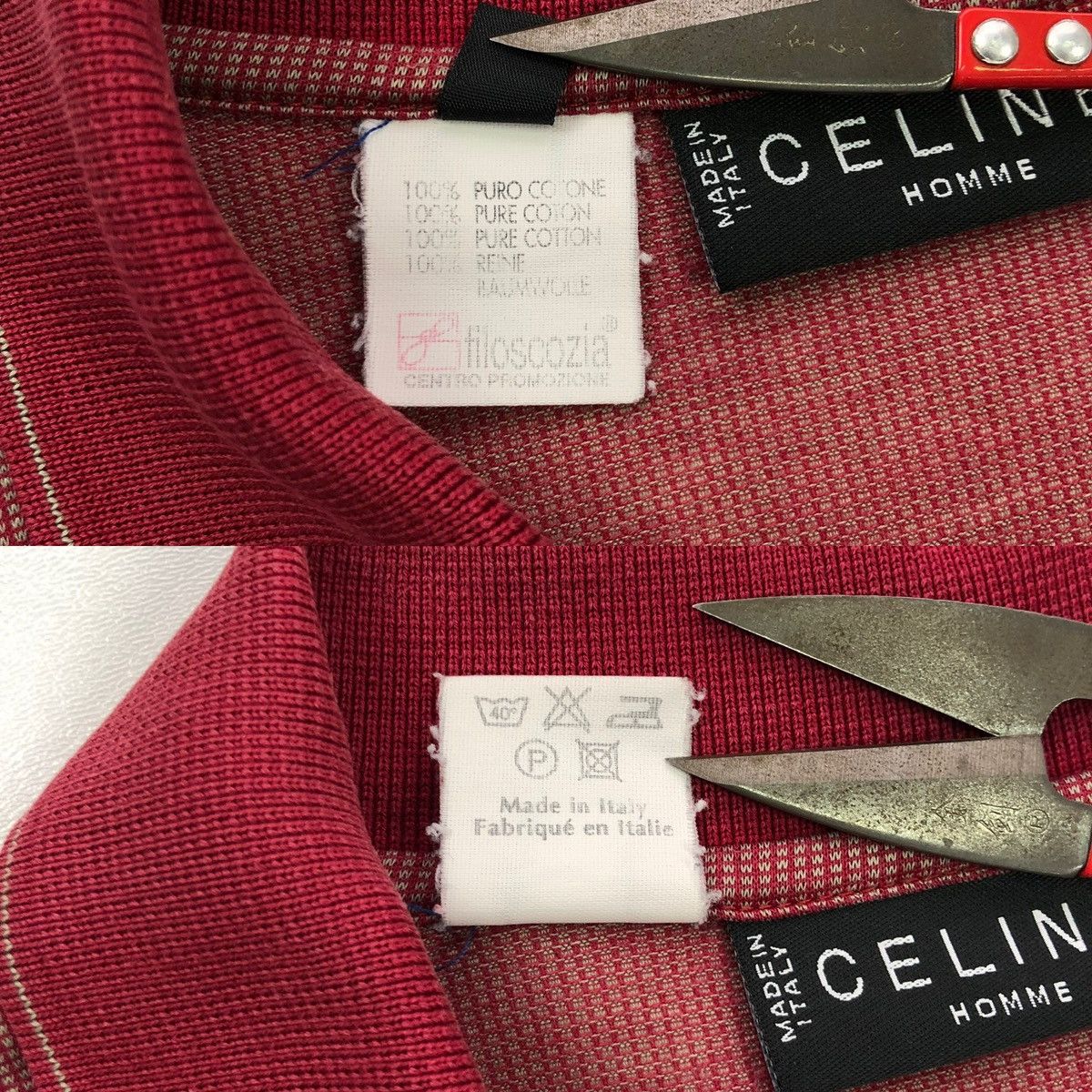 Vintage Celine Homme 90’s Vintage Pure Cotton Pocket Polo Shirt Red Size US L / EU 52-54 / 3 - 9 Thumbnail