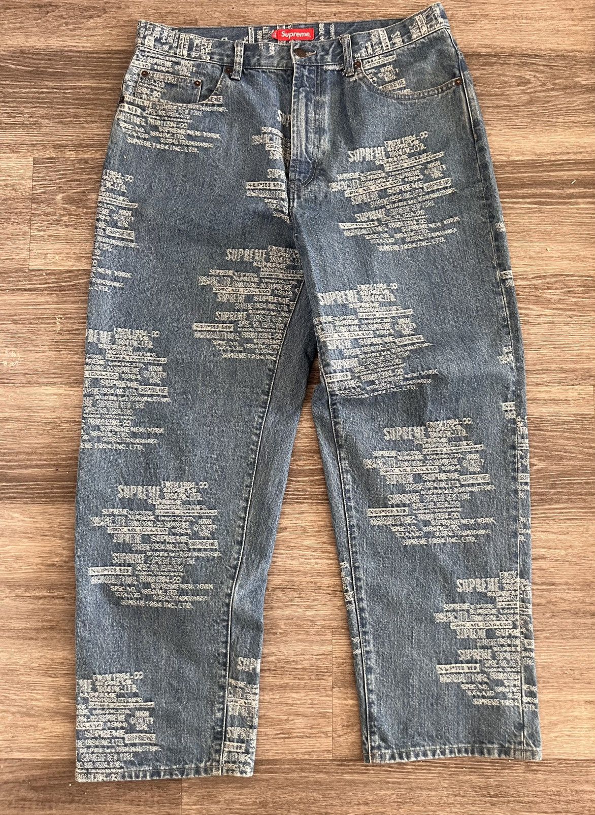 パンツ Supreme Trademark Jacquard Baggy Jean Supreme Trademark Jacquard Baggy Jean Washed Black Men's - SS23 - US