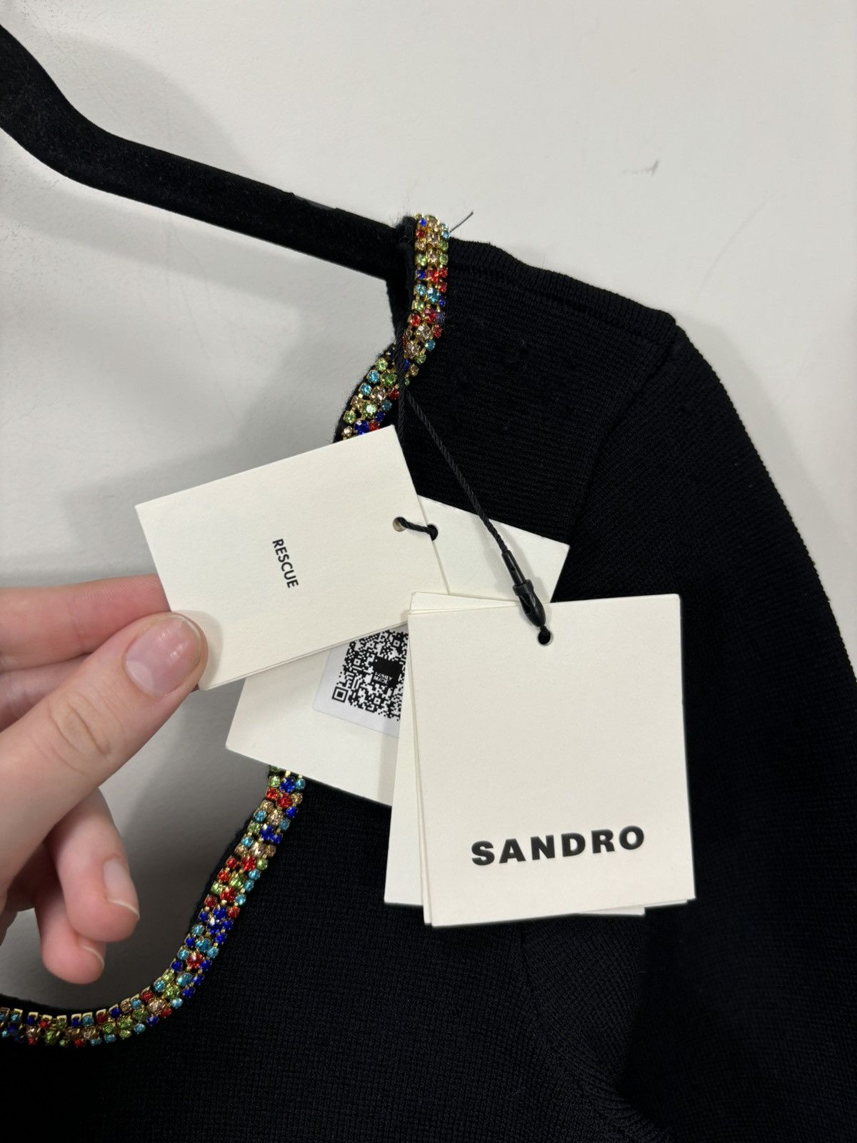 Sandro Sandro NWT Crystal Trims Black Long Sleeve Flared Dress Size M / US 6-8 / IT 42-44 - 9 Thumbnail