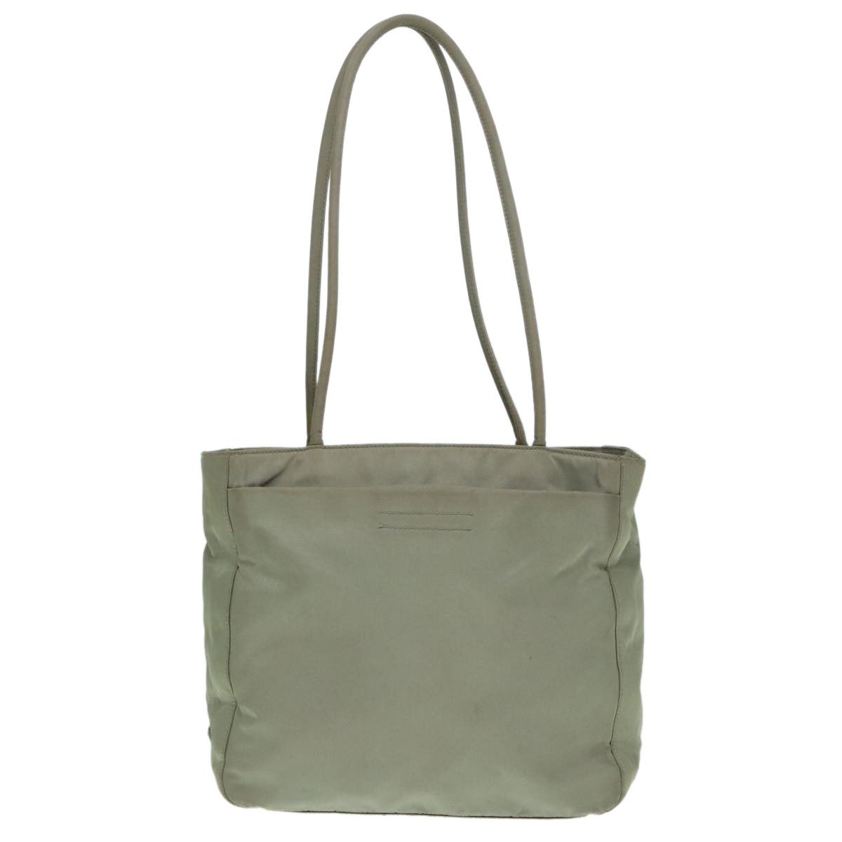 Prada Triangle Logo Khaki Synthetic Tote Bag (Pre-Owned) Size ONE SIZE - 1 Thumbnail