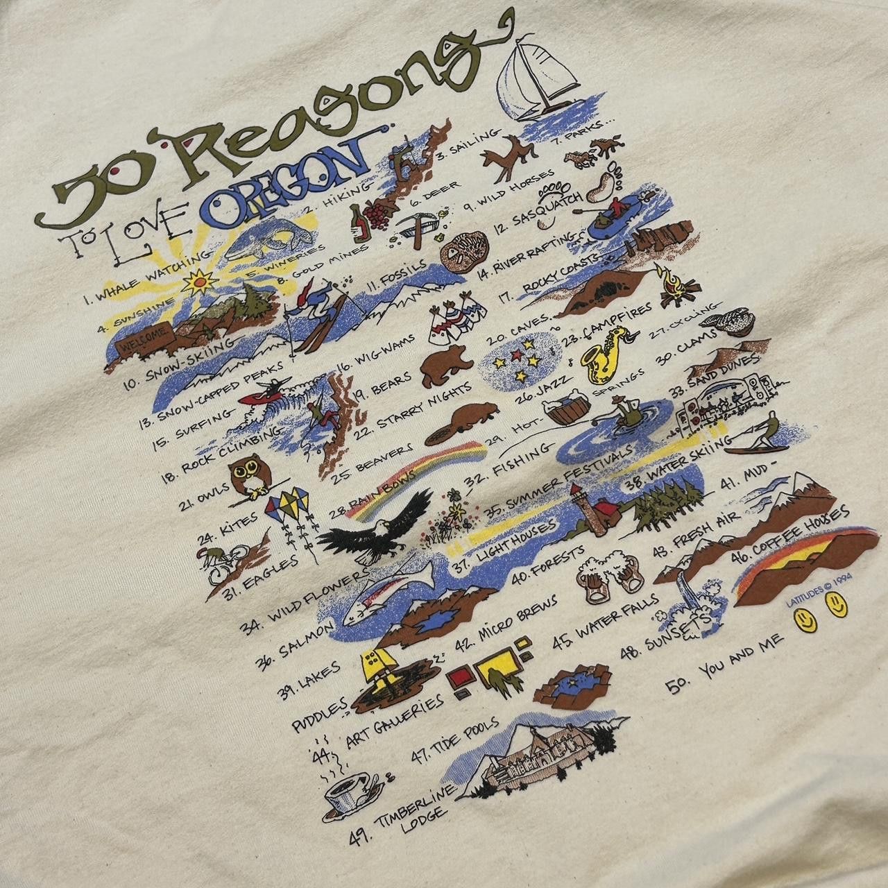 Vintage Vintage 90s White Short Sleeve "50 Reasons to Love Oregon" Size US XL / EU 56 / 4 - 2 Thumbnail