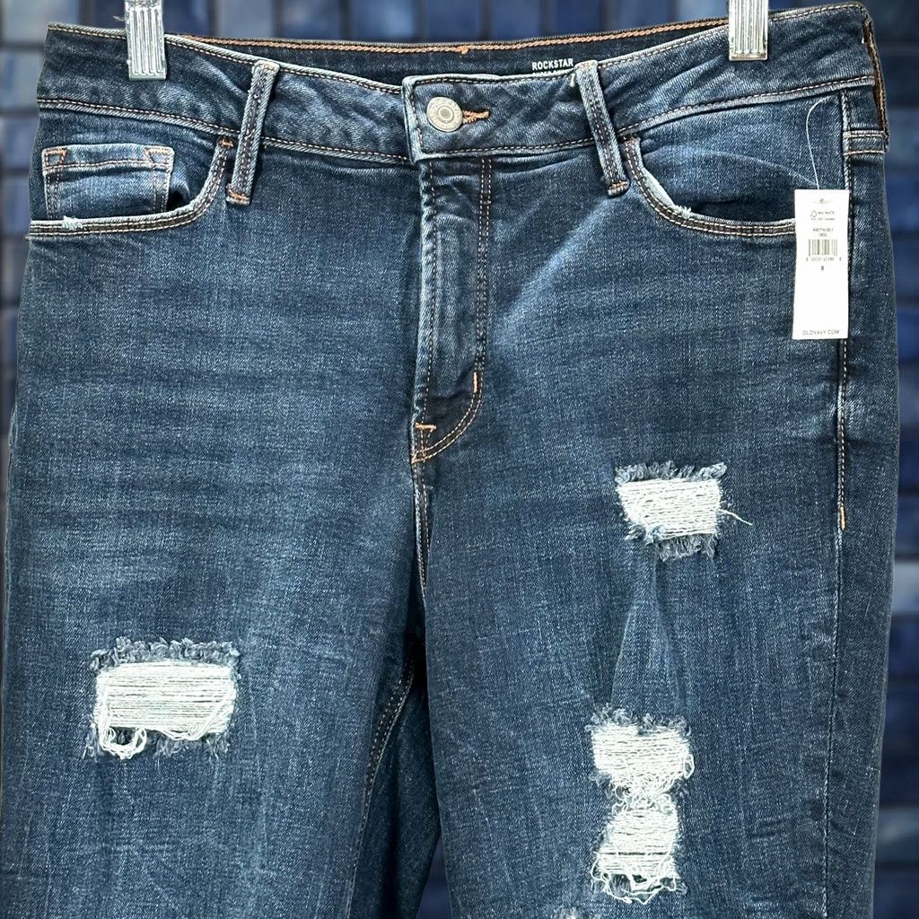 Old Navy Old Navy Rockstar Jeans Womens 8 Distressed High Rise Ankle Skinny Denim Blue Slim Regular 5-Pocket NWT Mens Womens Girls Boys Size 30" / US 8 / IT 44 - 1 Thumbnail