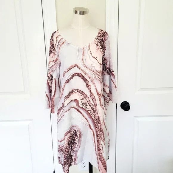 Vacation Marble Print V-Neck Coverup Beach Gift Party Spring Summer Size S / US 4 / IT 40 - 3 Thumbnail