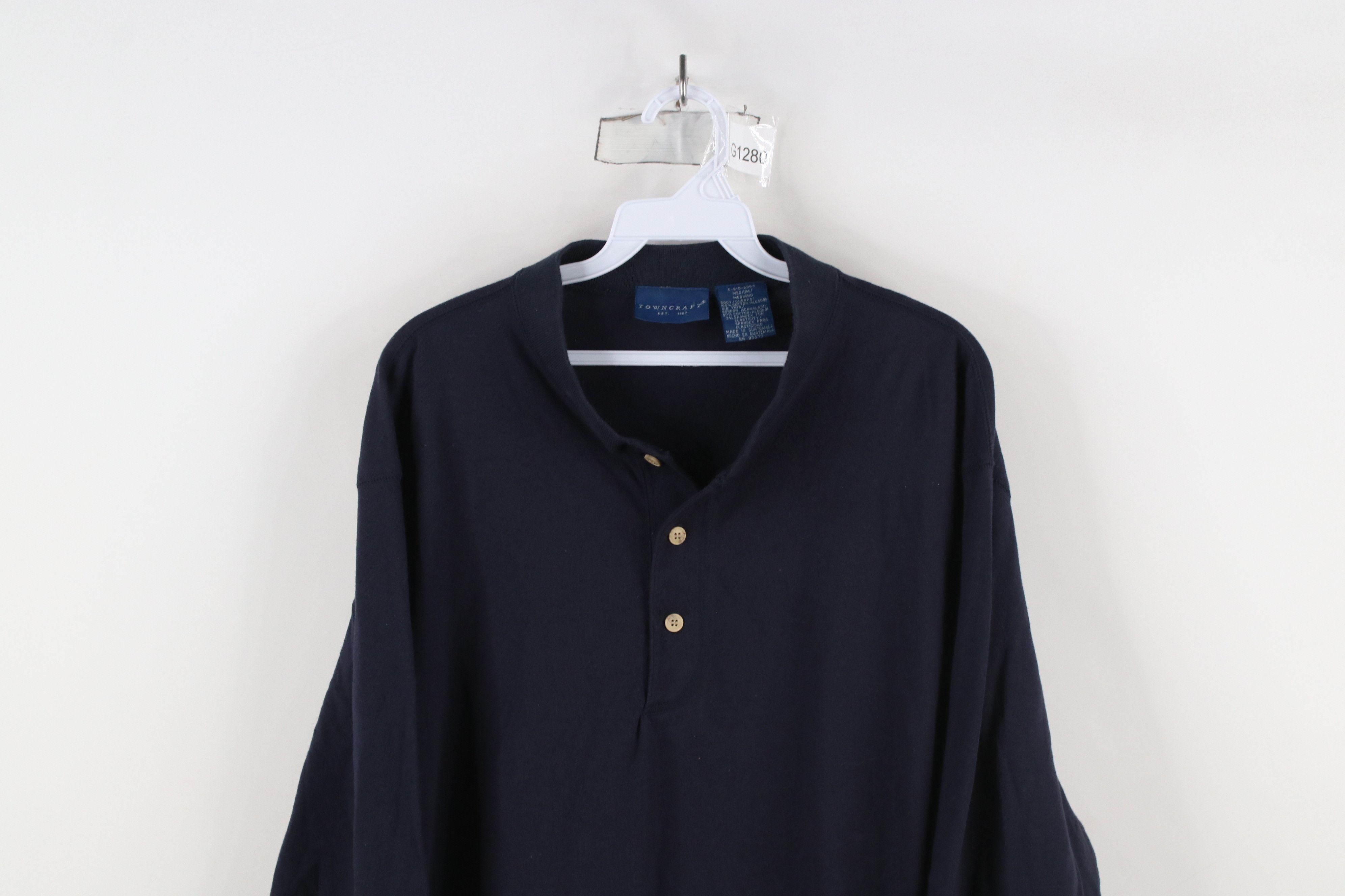 Vintage Vintage 90s Streetwear Blank Long Sleeve Henley T-Shirt Blue Size US M / EU 48-50 / 2 - 2 Thumbnail