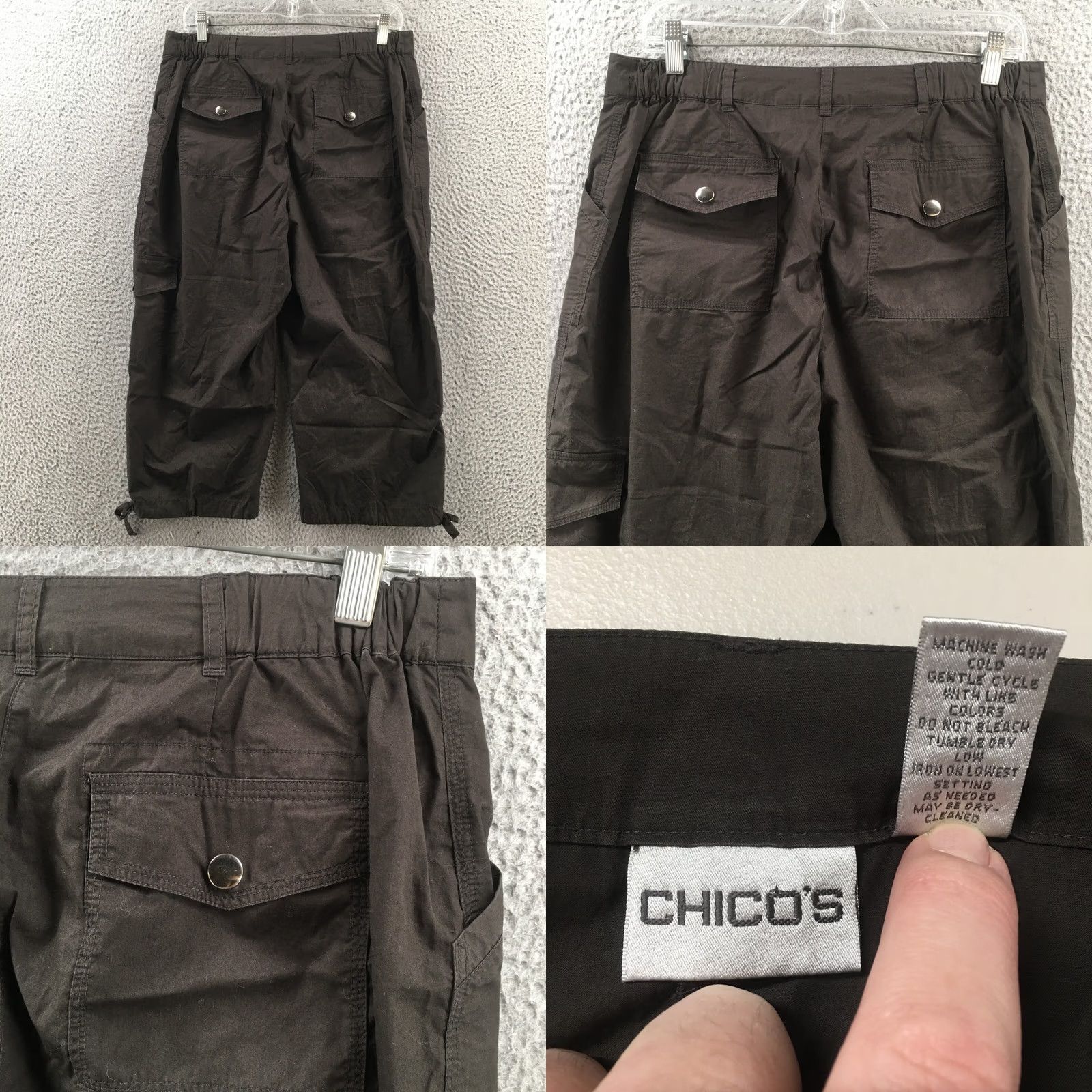 Vintage Chicos Cargo Pants Womens Hi-Rise Cotton Zip Fly Casual Brown Size 26" / US 2 / IT 38 - 9 Thumbnail