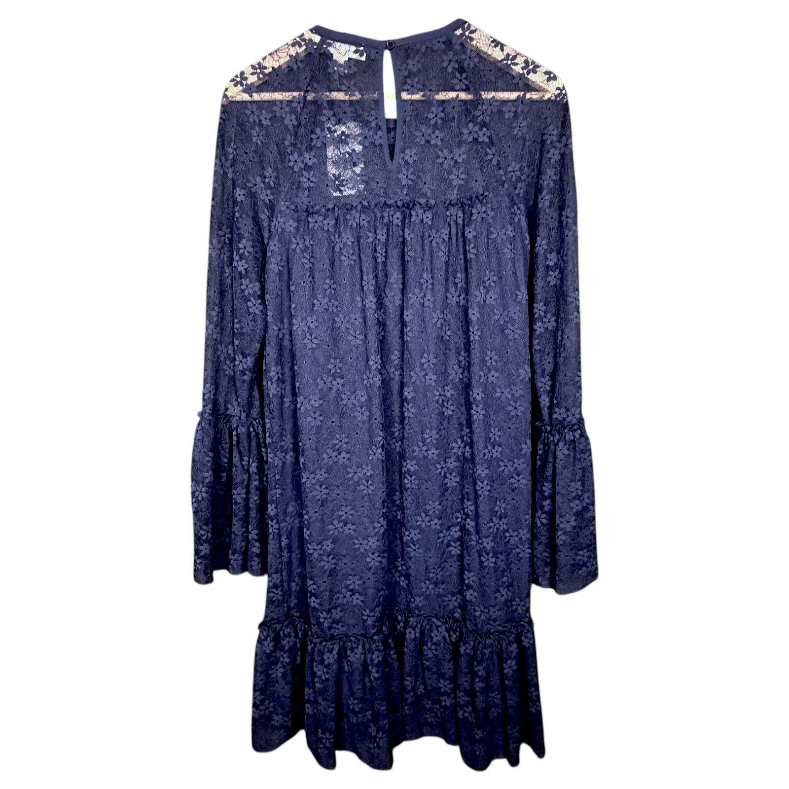 Michael Kors Michael Kors Floral Lace Blue Ruffle Dress NWT $125 Retail Size M / US 6-8 / IT 42-44 - 2 Thumbnail