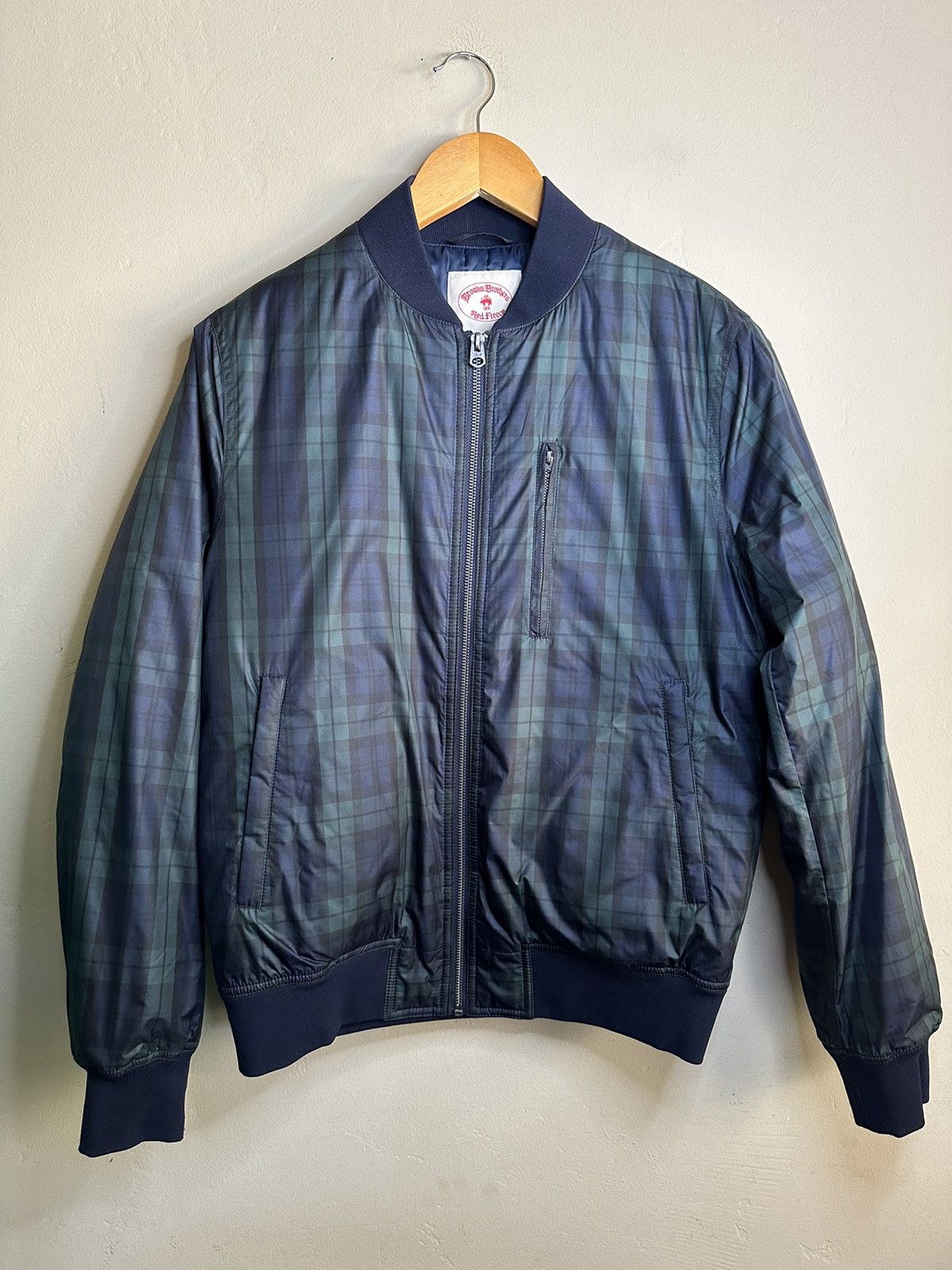 Image of Brooks Brothers Red Fleece Runway Plaid Jacket in Navy/Green, Men's (Size Small)