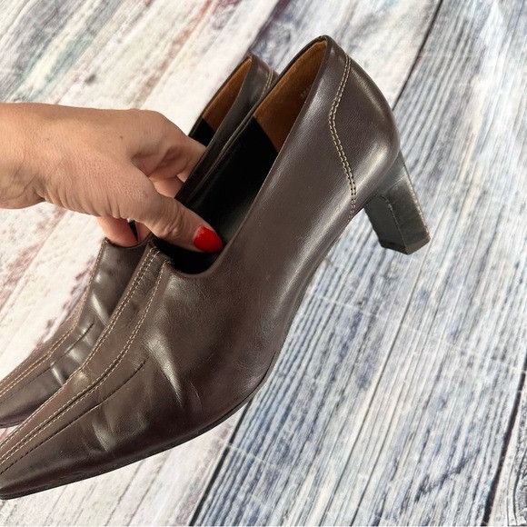 Other Vintage Paul Green Dark Brown Leather Mid-Heel Dress Shoes Size US 8.5 / IT 38.5 - 4 Thumbnail