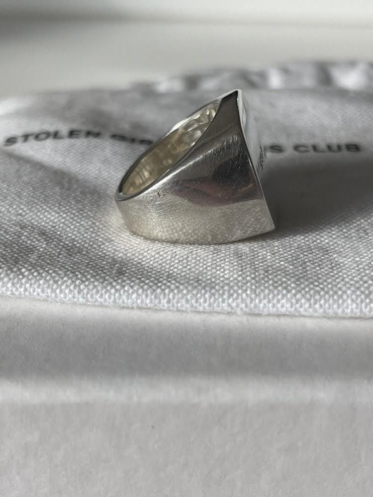 Stolen Girlfriends Club Stolen Girlfriends Club Silver Stamp Sovereign Ring Size ONE SIZE - 4 Thumbnail