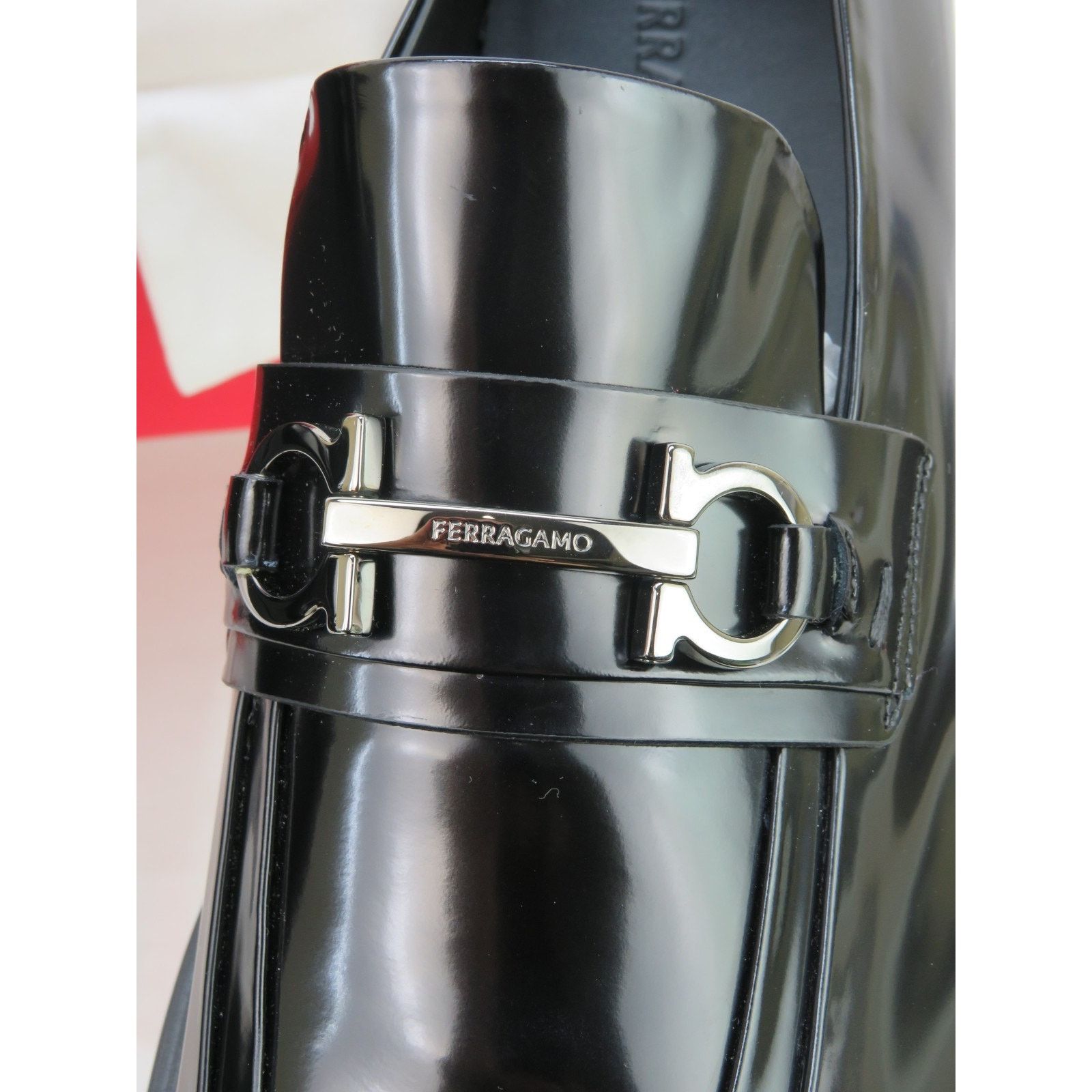 Salvatore Ferragamo FERRAGAMO FIORELLO BLACK PATENT LEATHER GANCINI LOAFERS 12 M Size US 13 / EU 46 - 2 Thumbnail