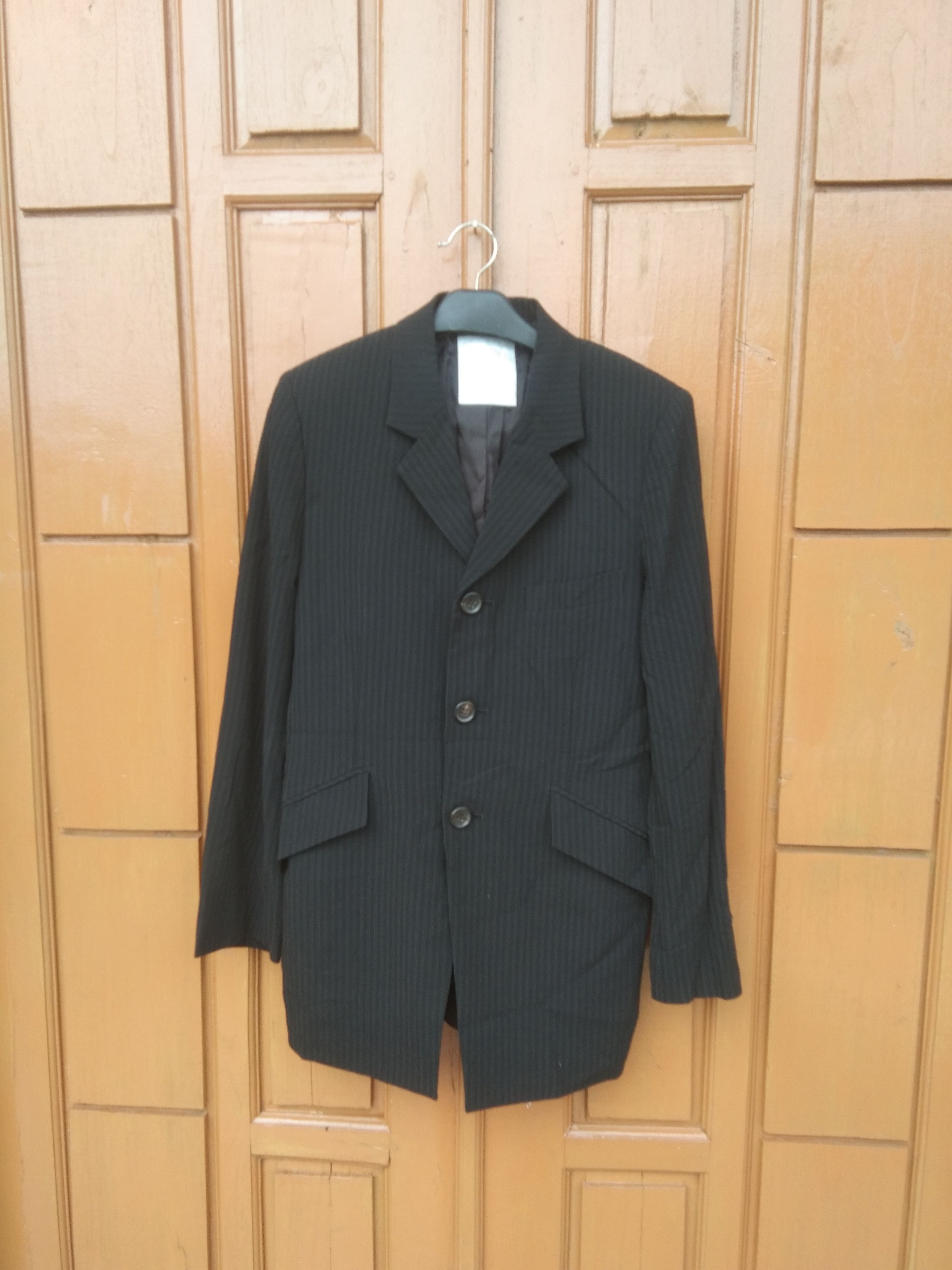 Yohji Yamamoto Workshop by yohjj yamamoto black stripe blazer jacket Size L / US 10 / IT 46 - 1 Thumbnail