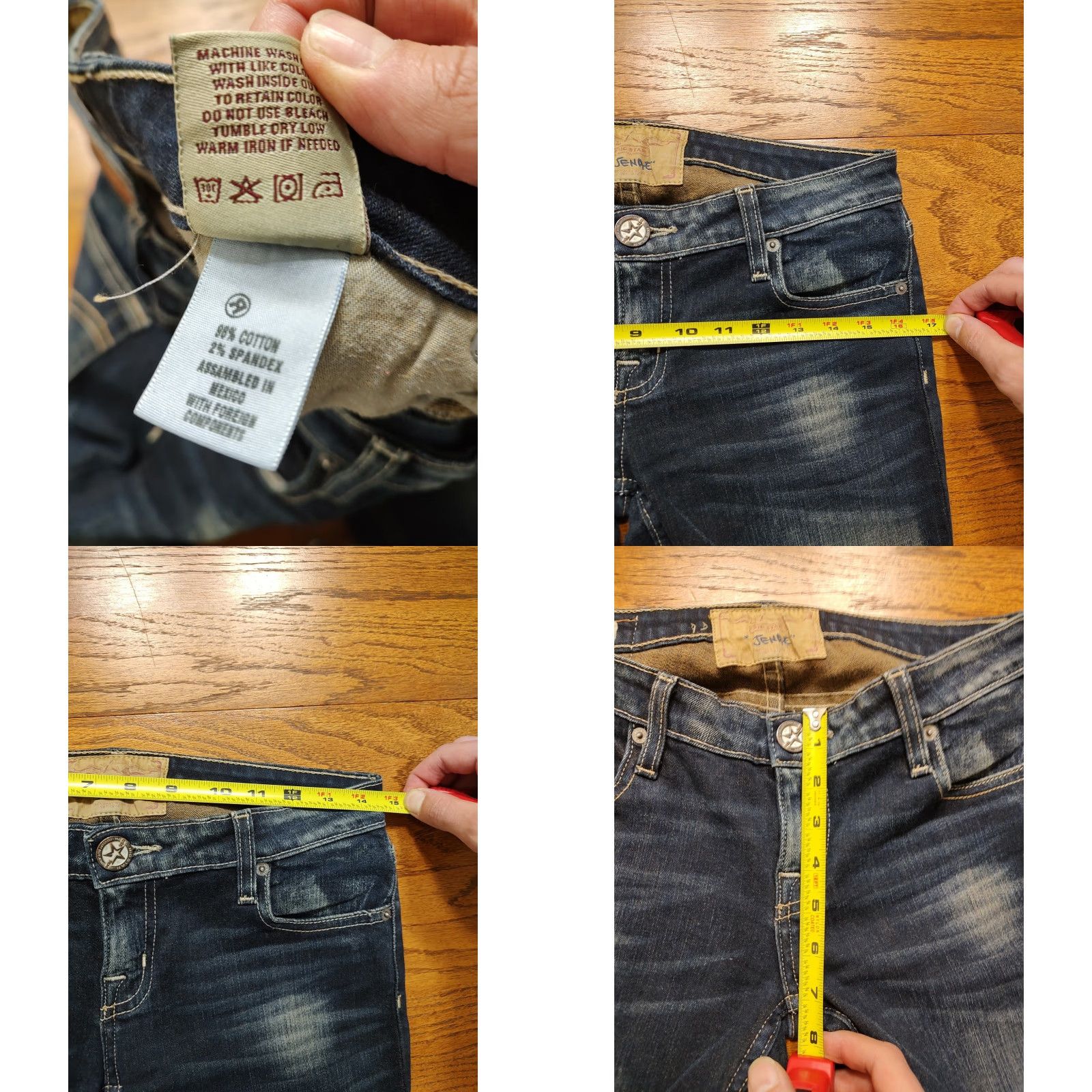 Denime Big Star Jenae Slim Straight Denim Dark Wash Jeans Womens 26 Inseam 31 5-Pocket Blue Cotton Blend Belt Loops Embroidered Studded Slimming Vintage No Size 26" / US 2 / IT 38 - 8 Thumbnail
