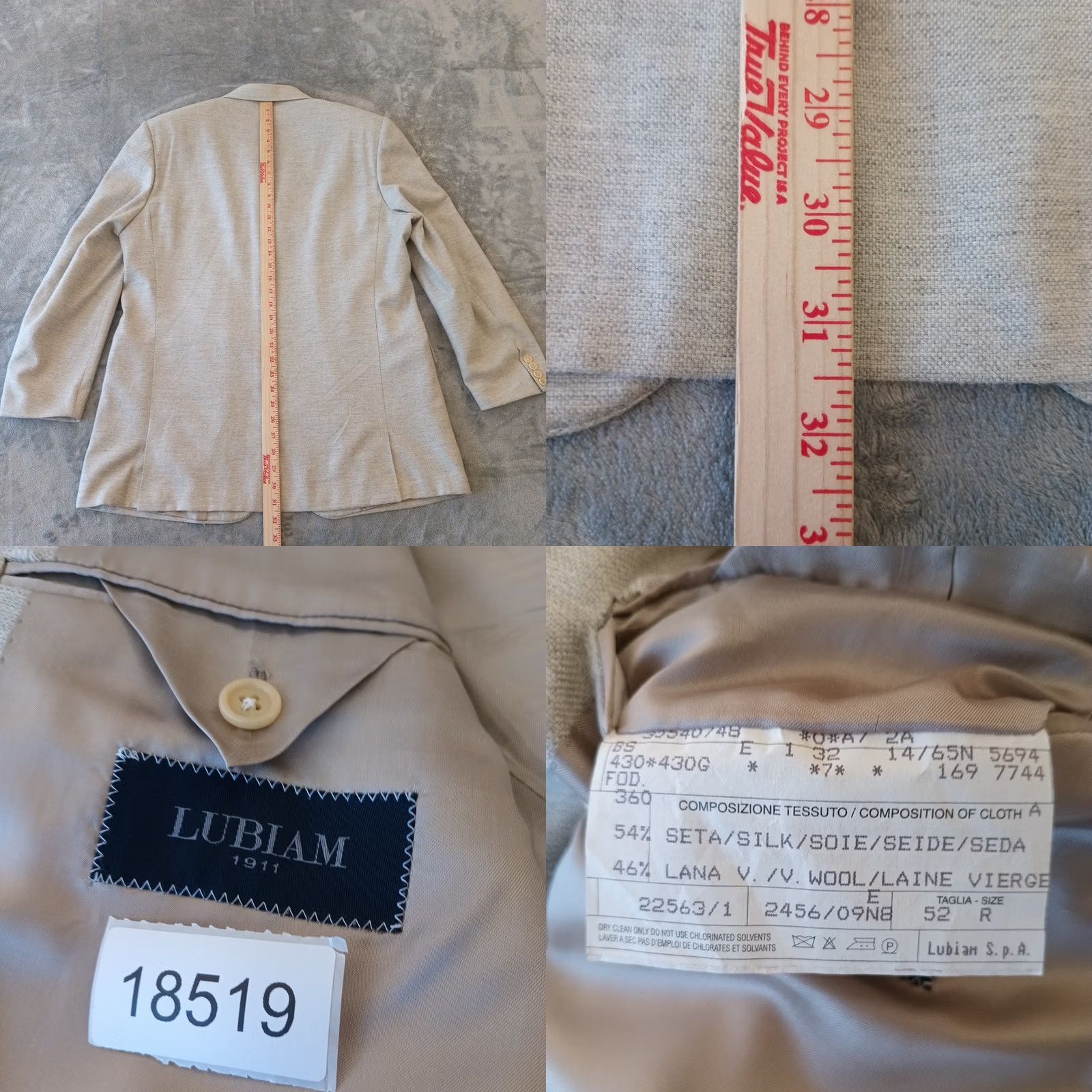 Lubiam Lubiam Blazer Mens 52 Gray Silk Wool Blend Three Button Double Vent Notch Lapel Dry Clean Only Solid 2 Piece Vintage No Mens Size 52R - 8 Thumbnail