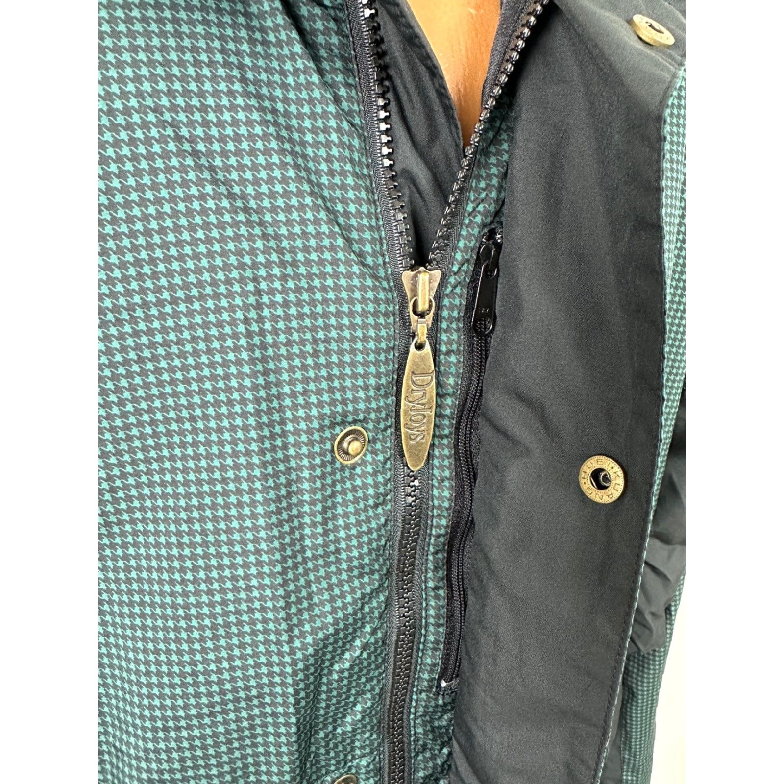 Footjoy VINTAGE FootJoy DryJoys Golf Windbreaker Jacket Men Large Full-Zip Lined Houndstooth Bellsouth Green Size US L / EU 52-54 / 3 - 3 Thumbnail
