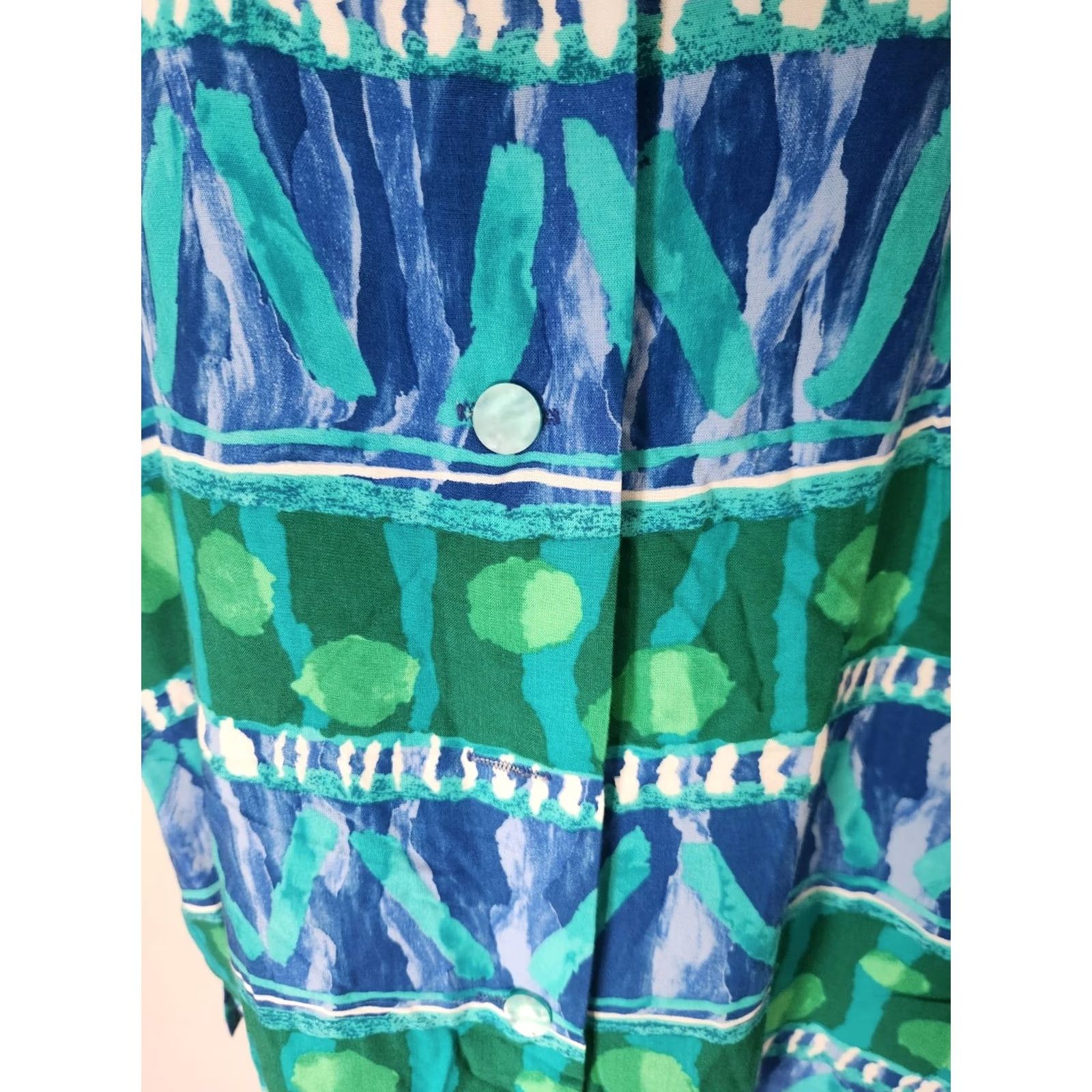 Vintage VINTAGE Two Twenty Shirt M Green 1990s Rayon Women’s Button Up Top Size M / US 6-8 / IT 42-44 - 3 Thumbnail