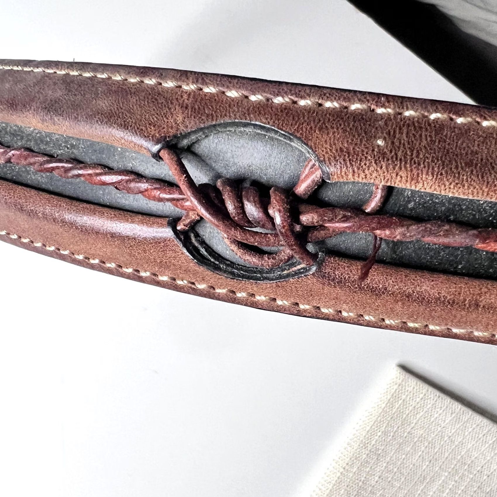 Vintage Justin Leather Belt Mens 38 Brown Western Silver Buckle Braided Lacing Cowboy Size 38 - 5 Thumbnail