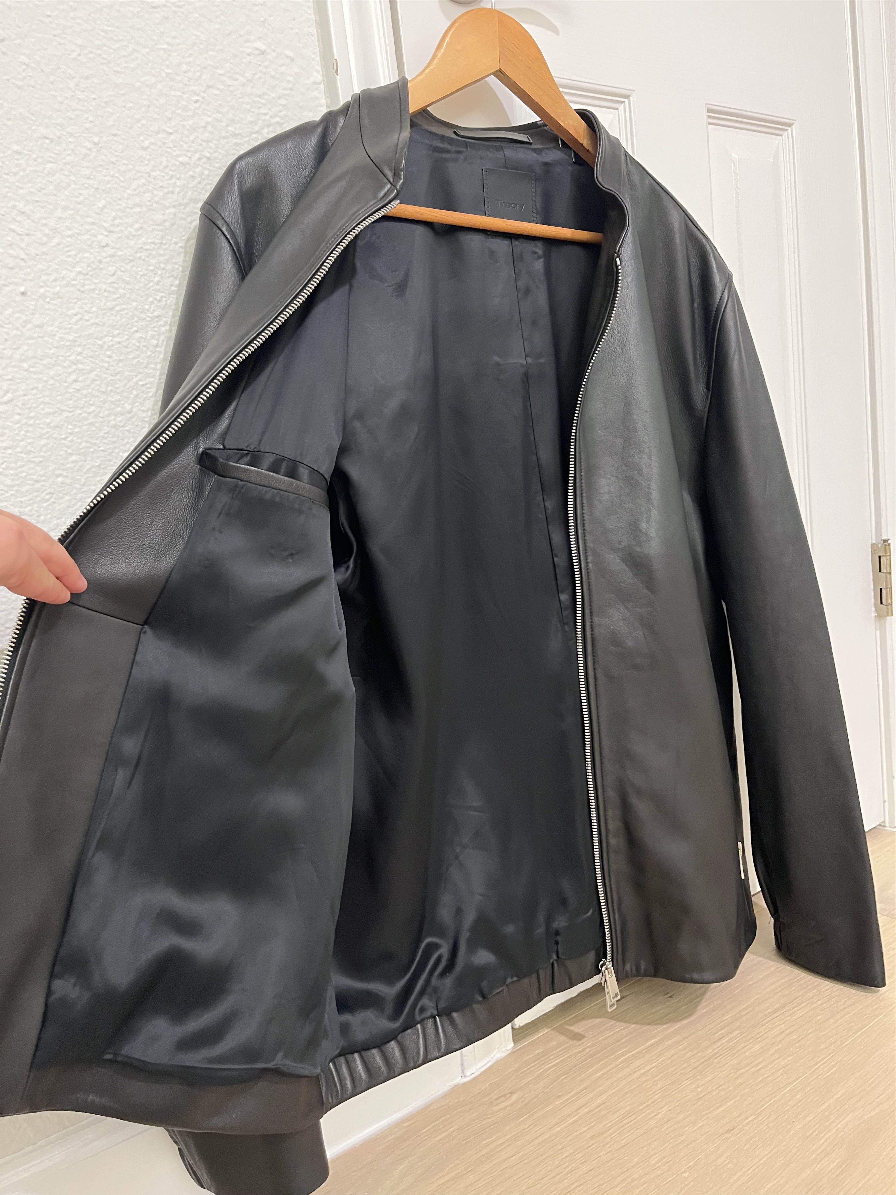 Theory Theory Leather Jacket Size US XL / EU 56 / 4 - 3 Thumbnail