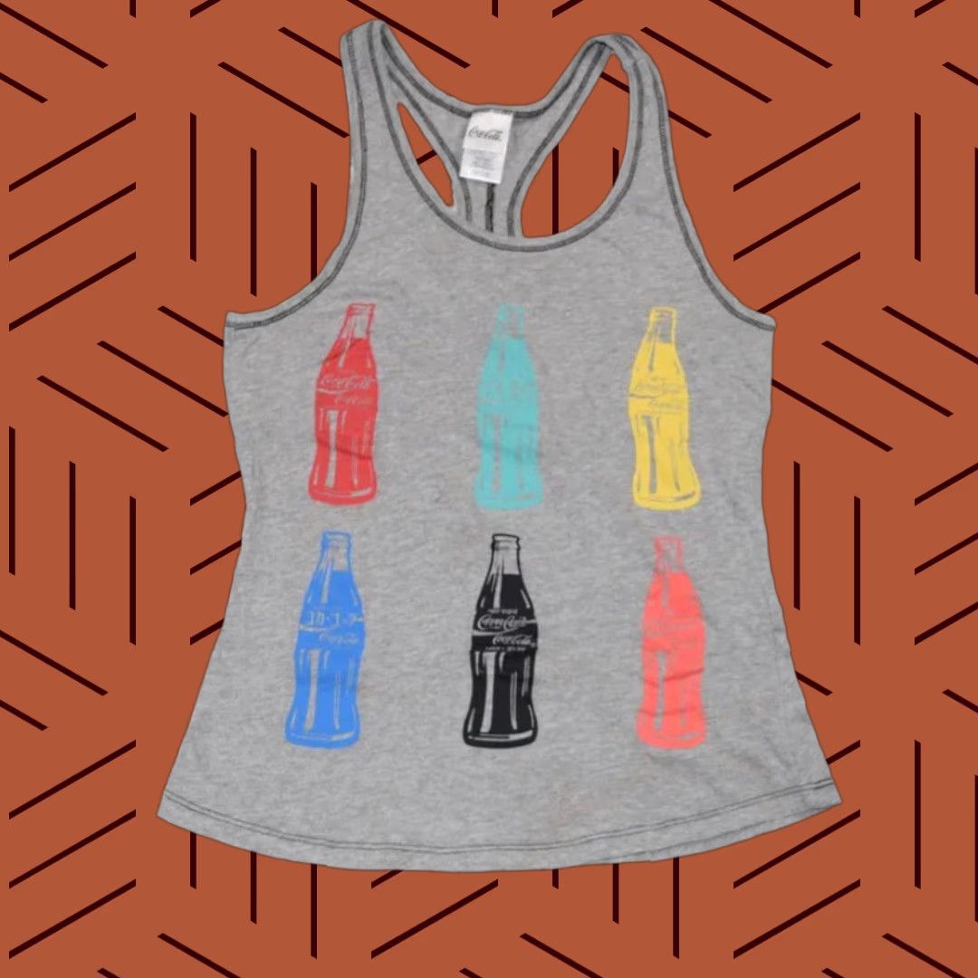 Vintage Vintage Coca-Cola Women's Racerback Tank Top 90s Pop Art Grey Sleeveless Cotton Small Size S / US 4 / IT 40 - 1 Thumbnail