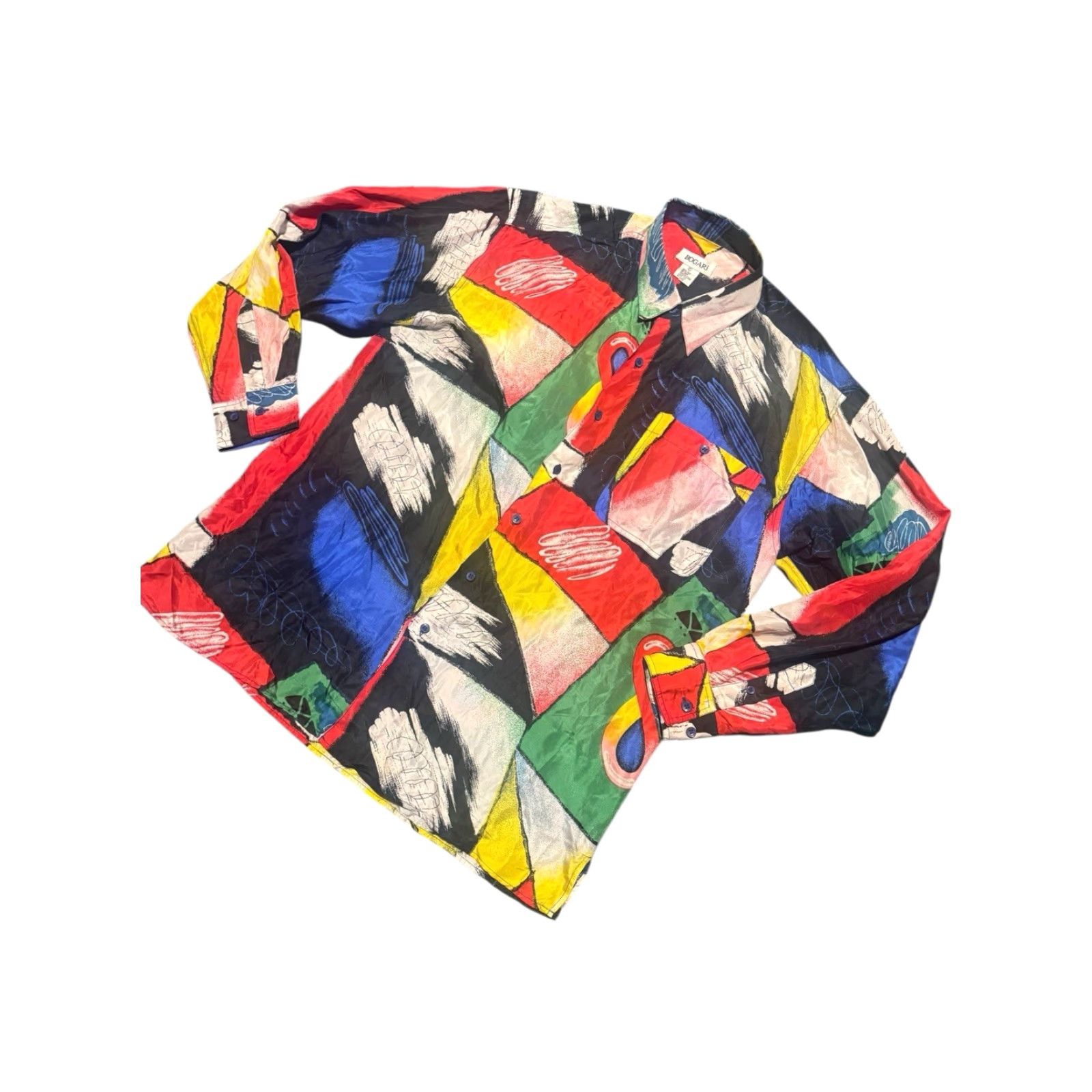 Vintage VINTAGE Bogari Abstract Button Up 100% Silk Shirt Long Sleeve Multi Size M Size M / US 6-8 / IT 42-44 - 4 Thumbnail