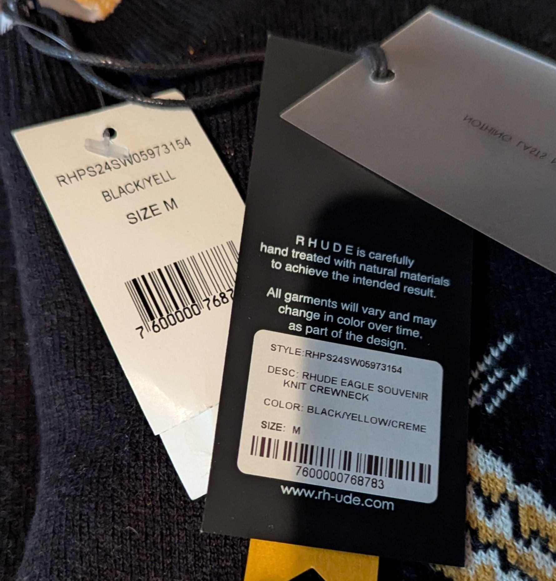 Rhude RHUDE Eagle Souvenir Wool/Cashmere Sweater Black Medium Size US M / EU 48-50 / 2 - 9 Thumbnail