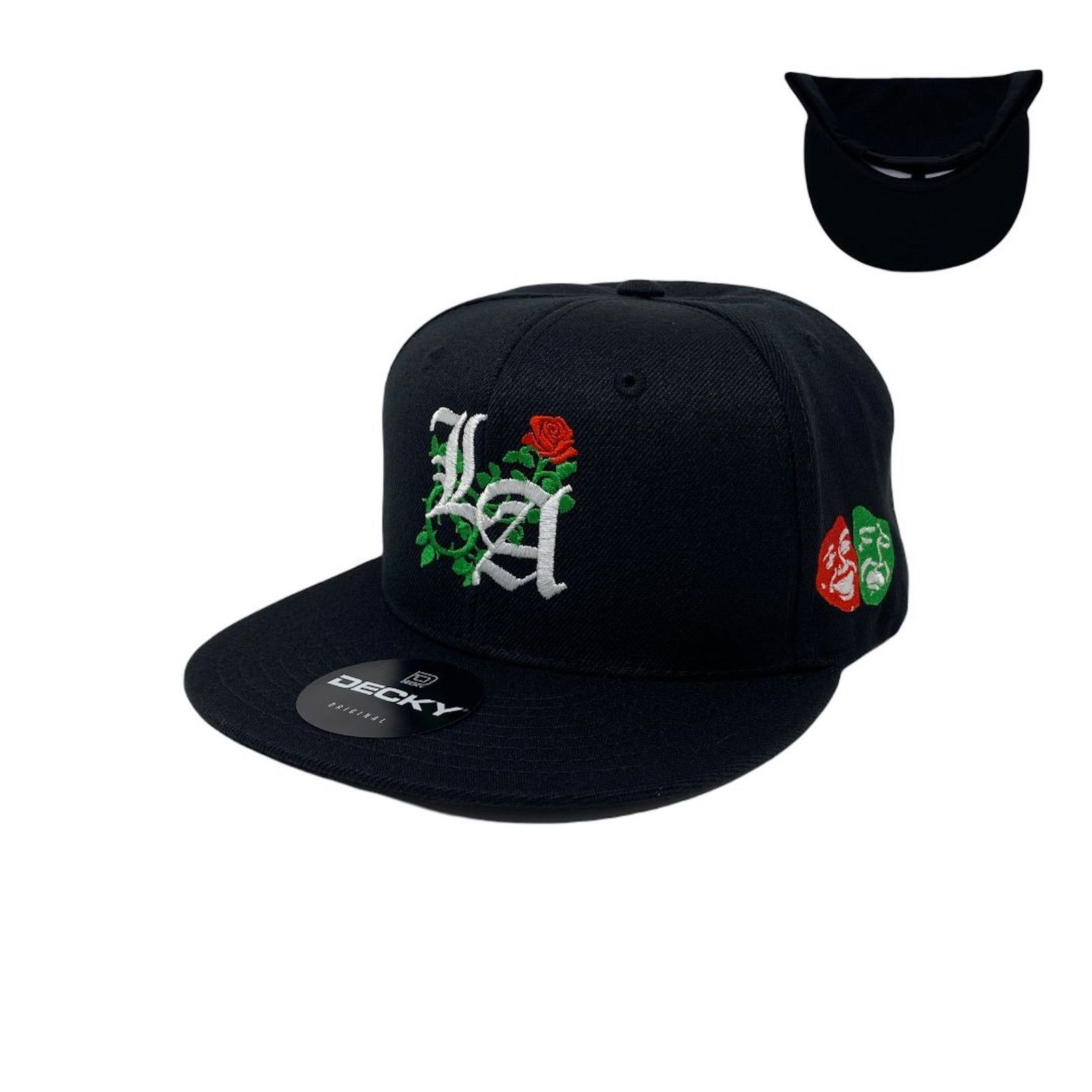 Other Los Angeles Laugh RED Cry GREEN Masks Snapback Hat All Black Size ONE SIZE - 1 Thumbnail