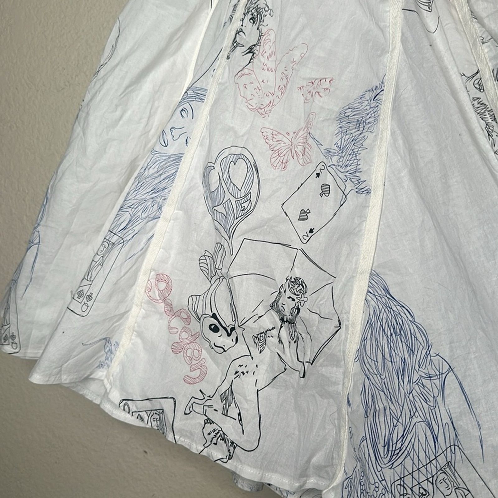 VTG 80s High Waist Midi Skirt Pop Art New Wave Puff OOAK MED