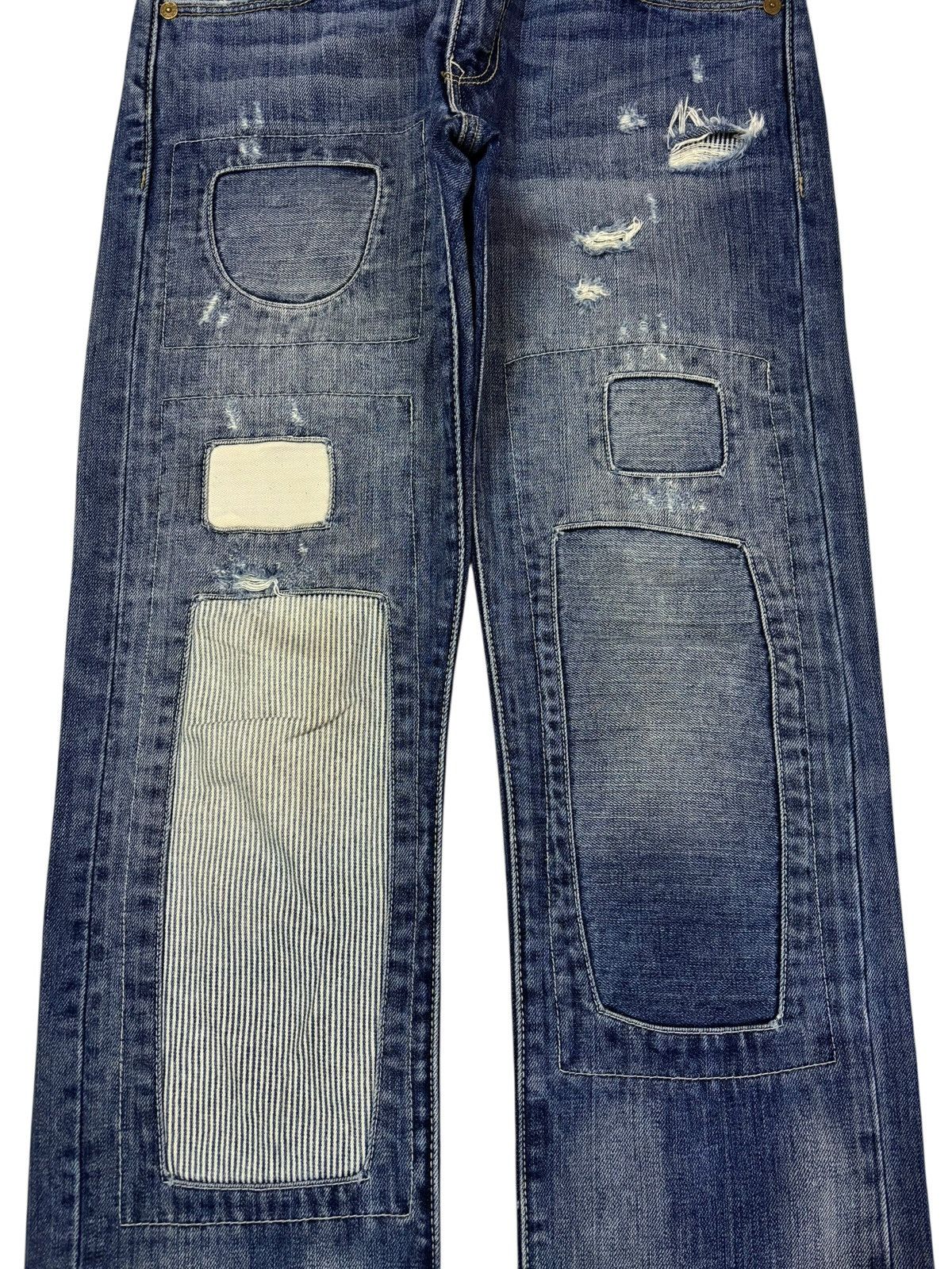 Levi's Vtg Y2k Levis 505 Distressed Patchwork Jeans Size US 28 / EU 44 - 3 Thumbnail