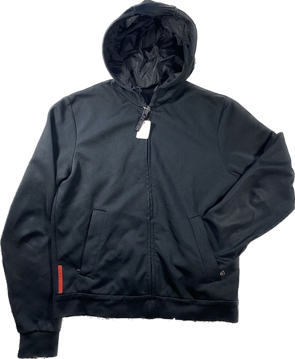 image of Prada Nylon Black Zip Hoodie, Men's (Size Small)