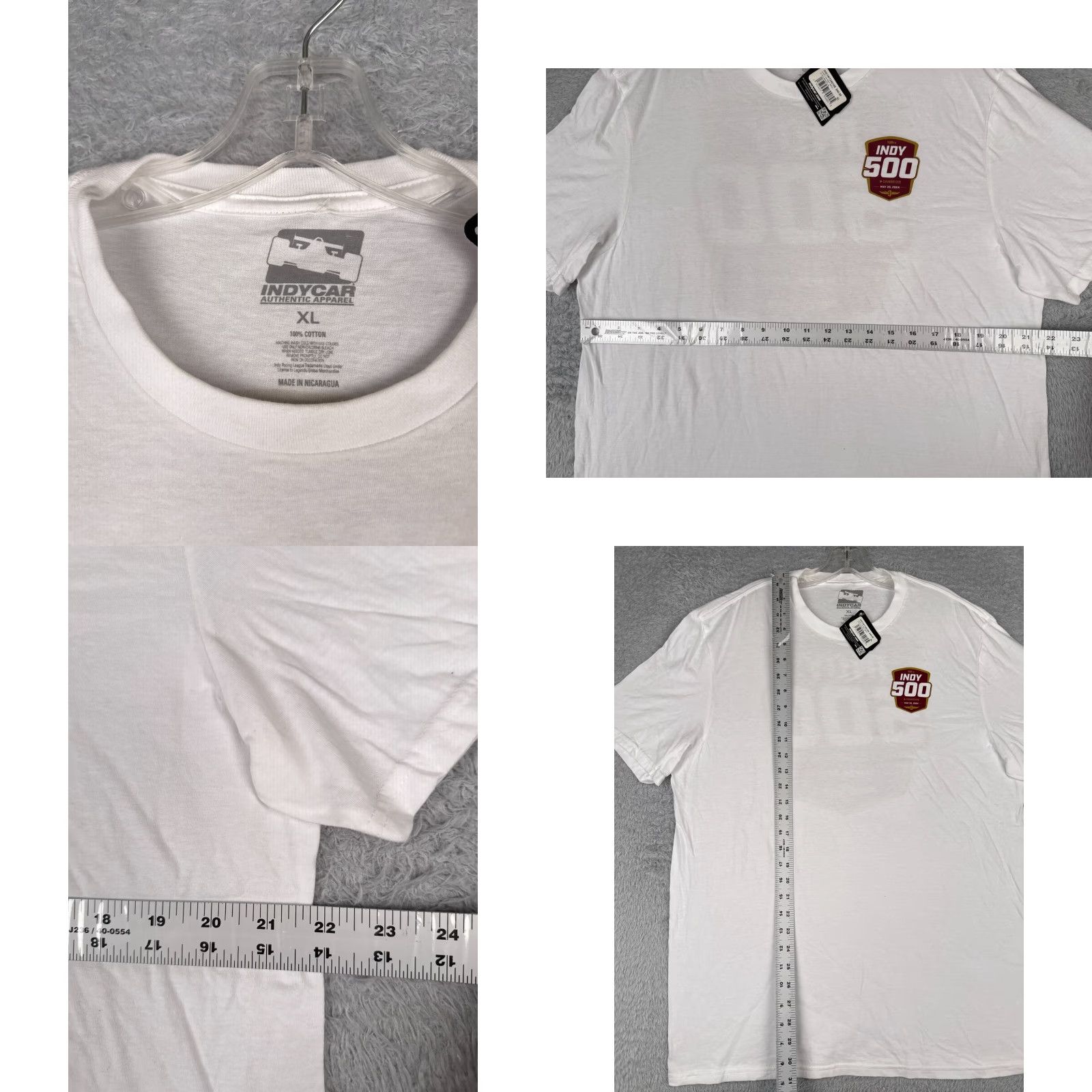 Vintage Indycar Shirt Adult Extra Large White 2024 Indy 500 108th 100% Cotton Crew Neck Size US XL / EU 56 / 4 - 8 Thumbnail