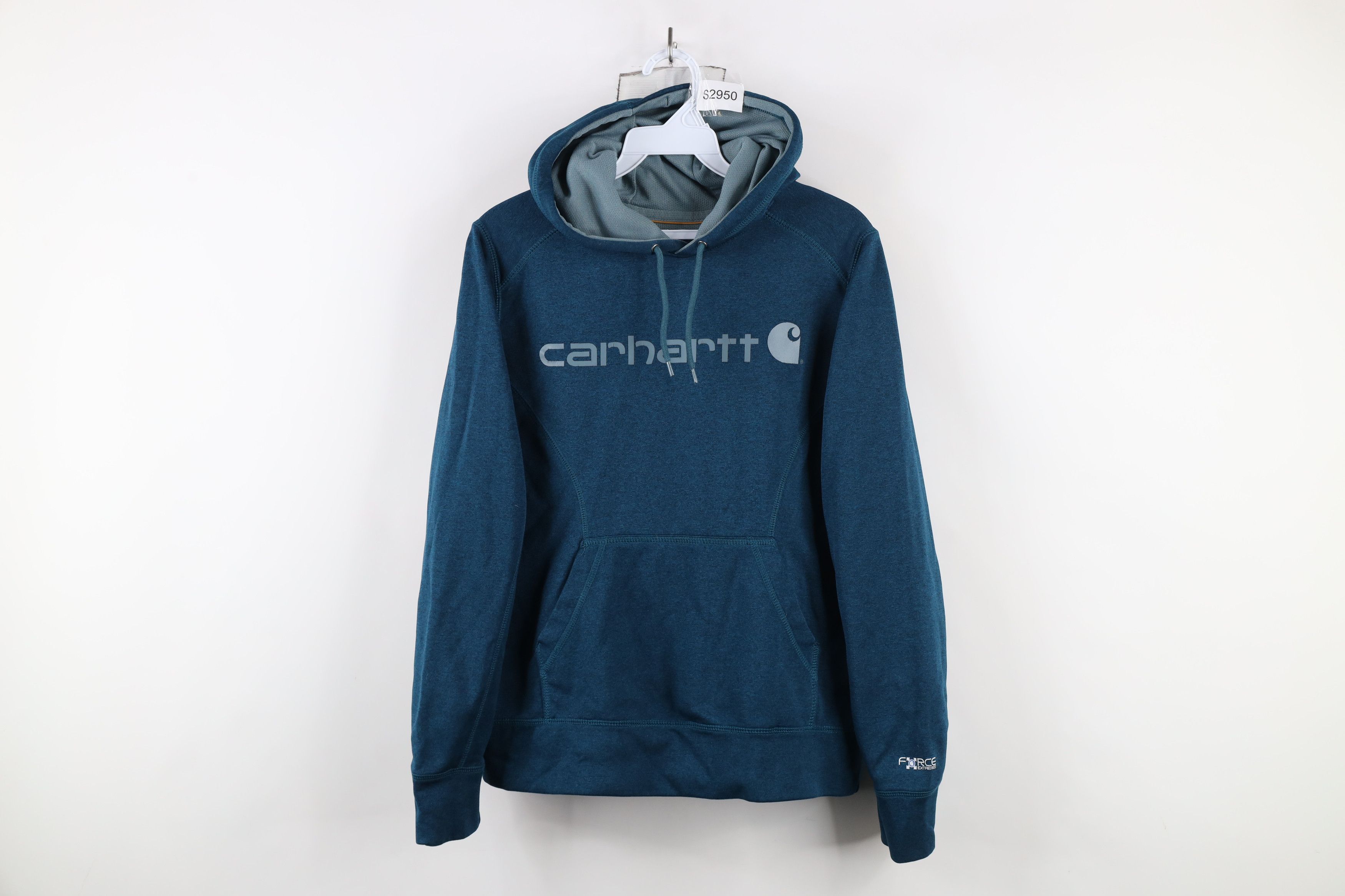 Carhartt × Vintage Vintage Y2K Carhartt Knit Hoodie Sweatshirt Heather Blue Size S / US 4 / IT 40 - 1 Thumbnail