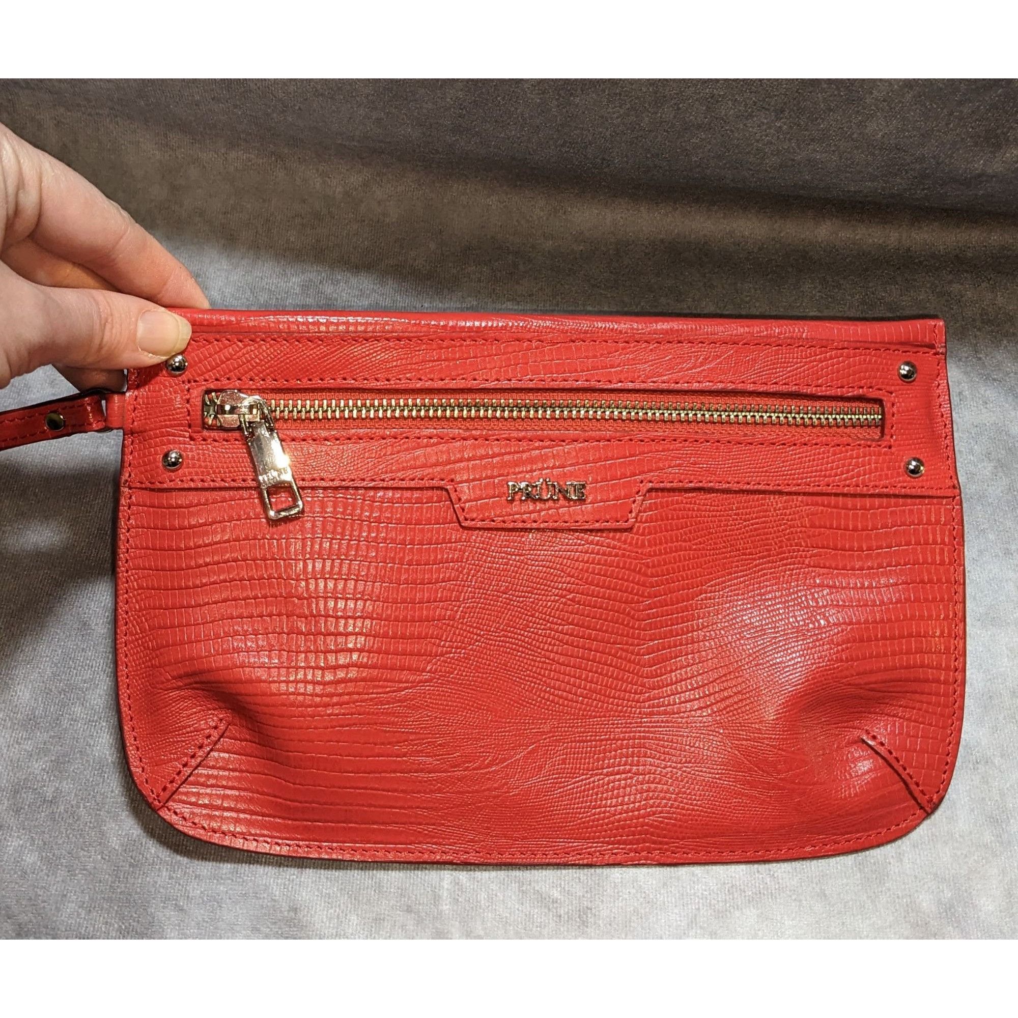 Other Prune Red Bovine Leather Wristlet Pouch Size ONE SIZE - 1 Thumbnail