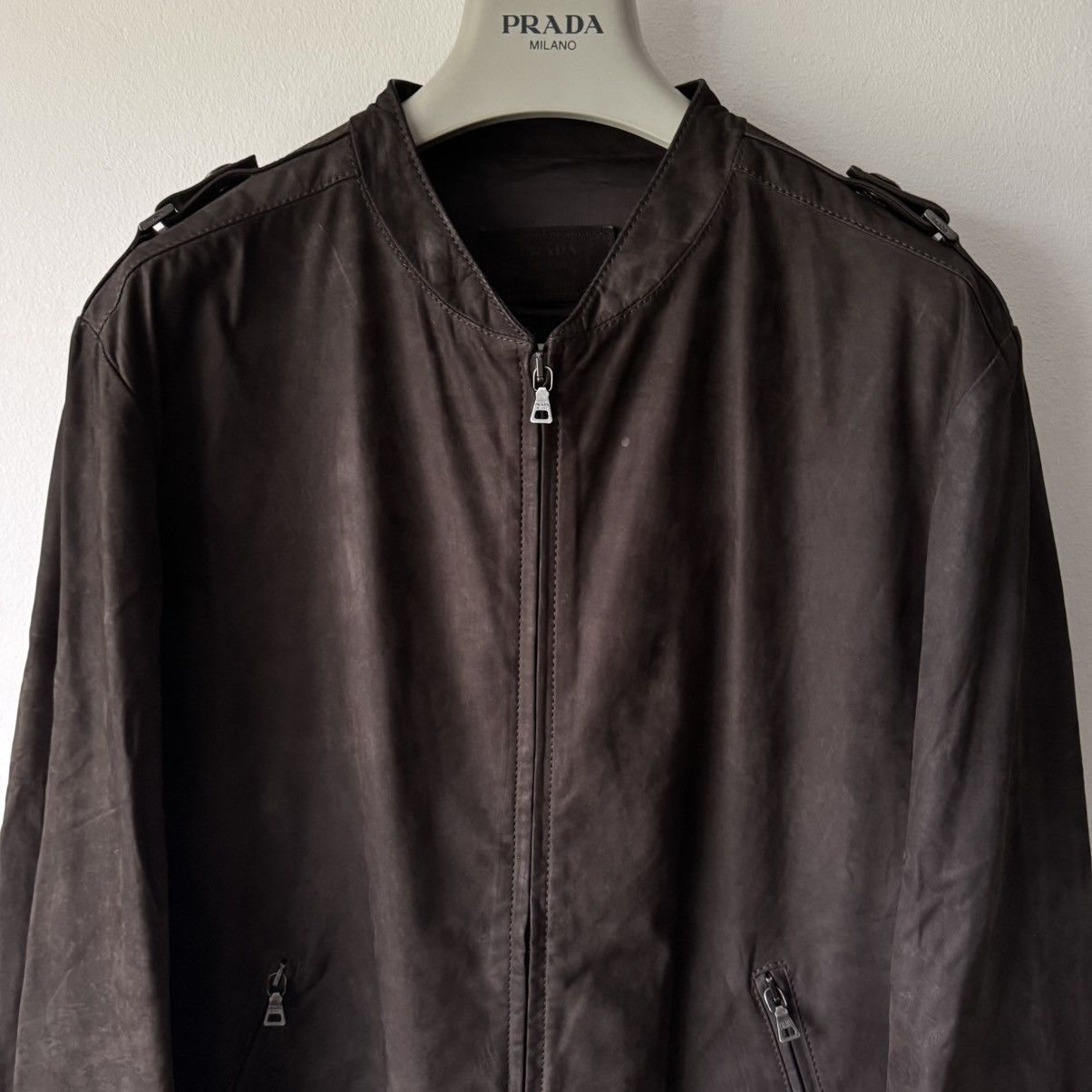 Prada Prada SS2007 Brown Nubuck Leather Bomber Jacket Size US M / EU 48-50 / 2 - 2 Thumbnail