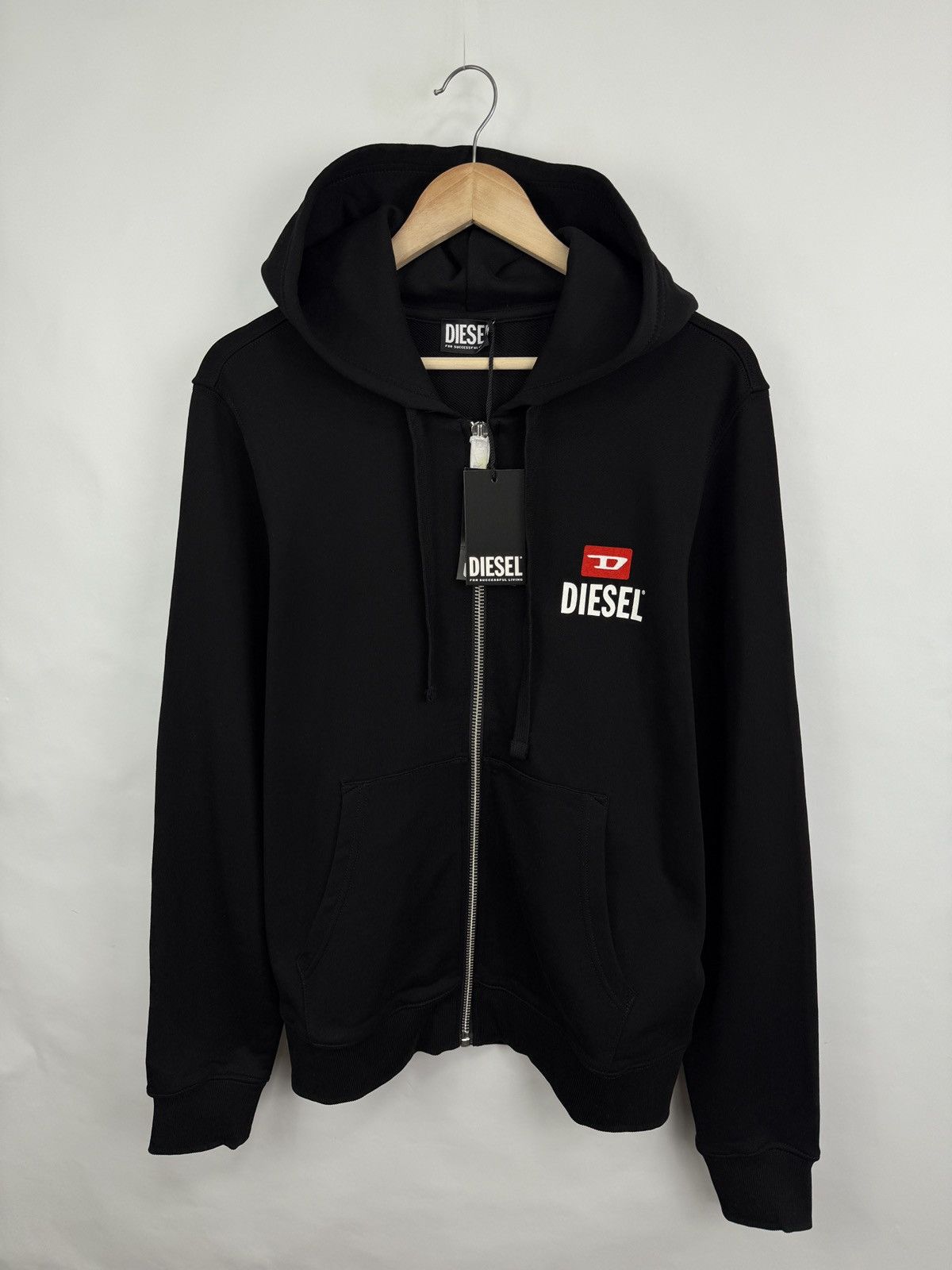 Diesel 🇺🇸 NWT❗️Diesel Full Zip Hoodie Black For Successful Living Y2K Size US L / EU 52-54 / 3 - 6 Thumbnail