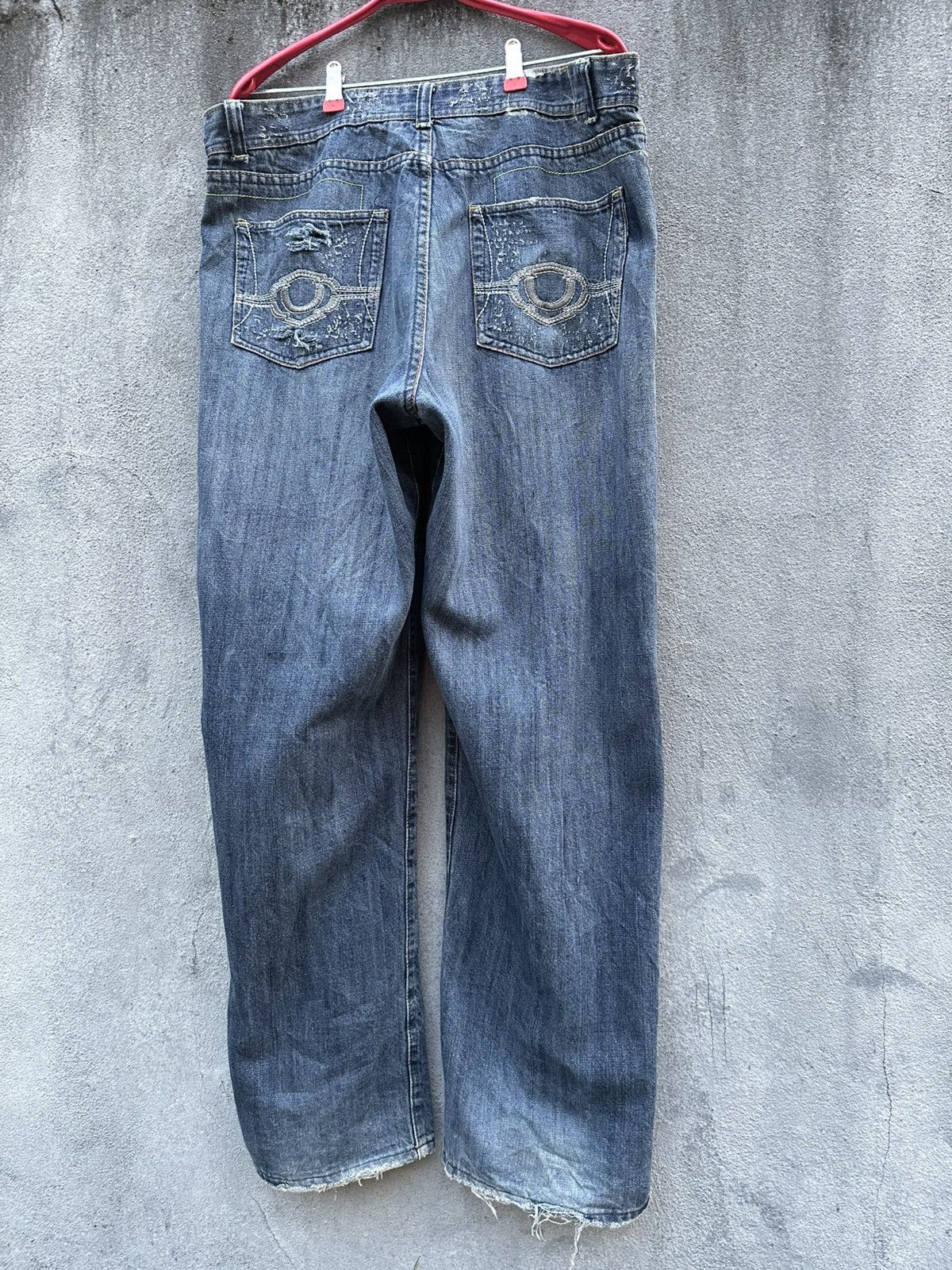 Indigo 👹Vintage Indigo Distressed Oversized Baggy Jeans Size US 36 / EU 52 - 8 Thumbnail
