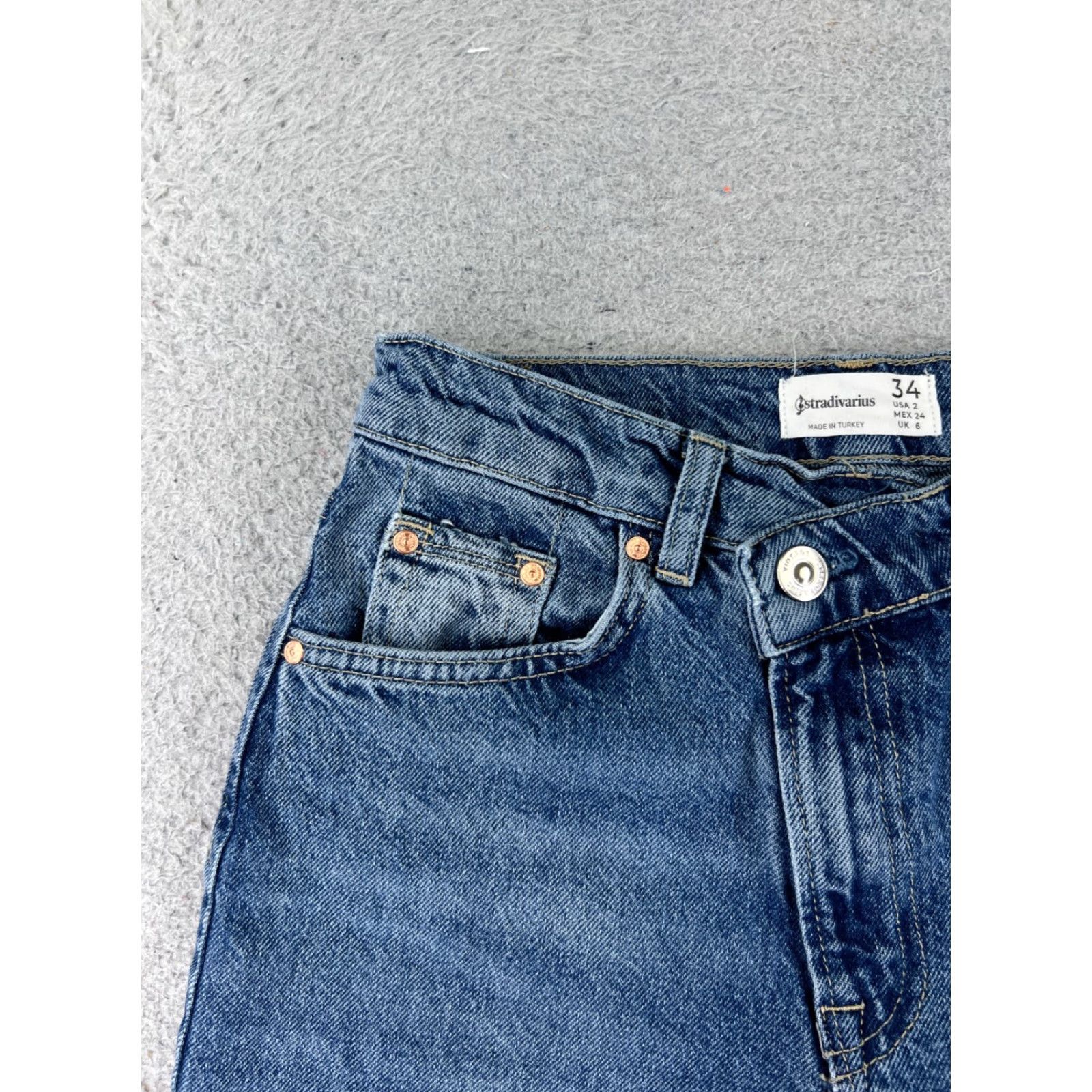 Stradivarius Stradivarius Shorts Womens Blue Denim Jean Cutoff Mid Rise Cotton Stretch 23x4 2 Size 26" / US 2 / IT 38 - 4 Thumbnail