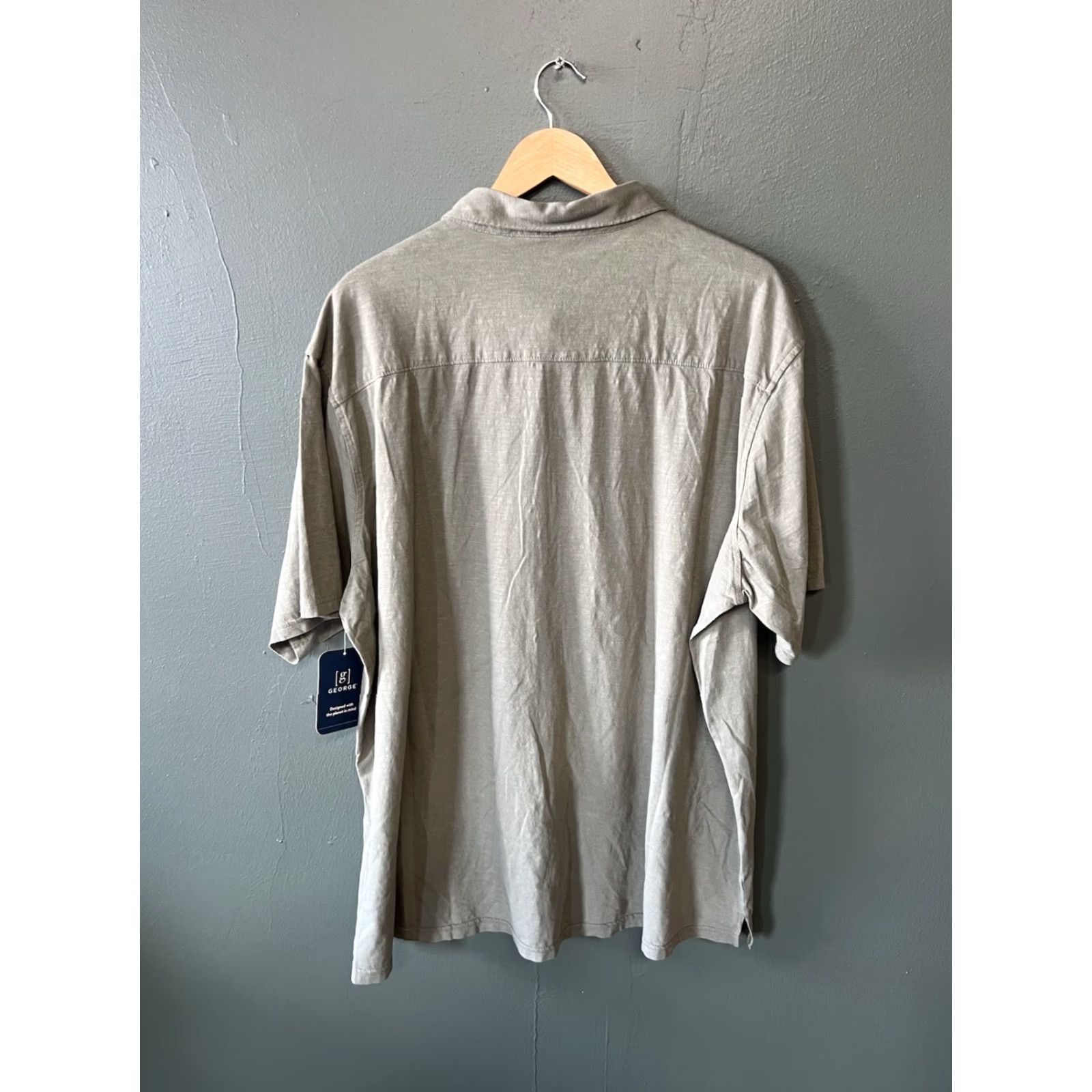 George George Mens Green Short Sleeve Button-Up Linen Single Pocket Size 3XL NWT Shirt Men Green Linen Button-Up Pocket 3XL NWT Size US 39 - 2 Thumbnail