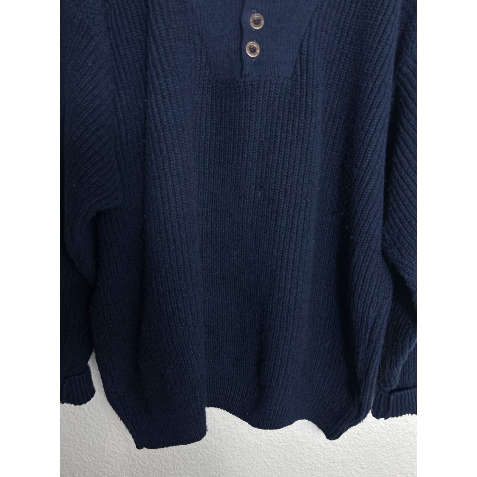 Eddie Bauer VINTAGE Eddie Bauer Sweater Mens L Heavy Knit Cotton USA Navy Blue Pullover Size US L / EU 52-54 / 3 - 5 Thumbnail