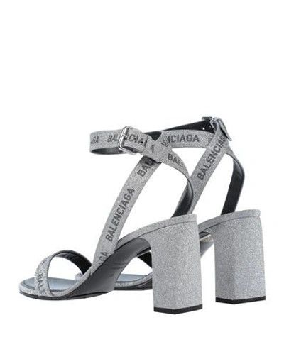 Balenciaga o1mle0424 Logo Sandals in Silver Size US 7 / IT 37 - 5 Thumbnail