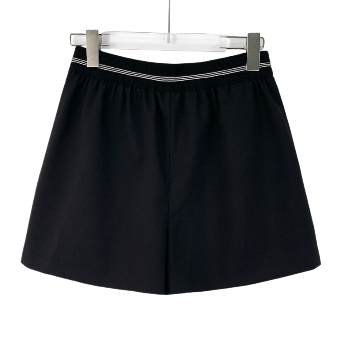 Miu Miu MiuMiu Black Striped Logo Wool Knit Shorts (Size 36) Size 25" / US 0 / IT 36 - 8 Thumbnail