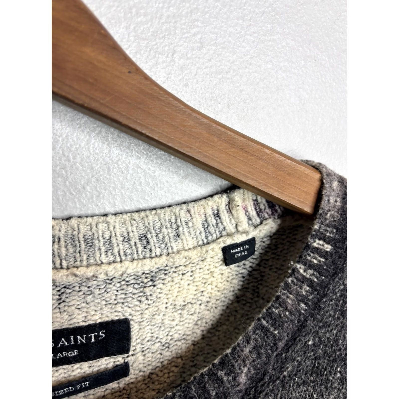Allsaints AllSaints Sweater Womens XL Gray Plaid Oversized Crew Neck Knit Pullover Size XL / US 12-14 / IT 48-50 - 4 Thumbnail