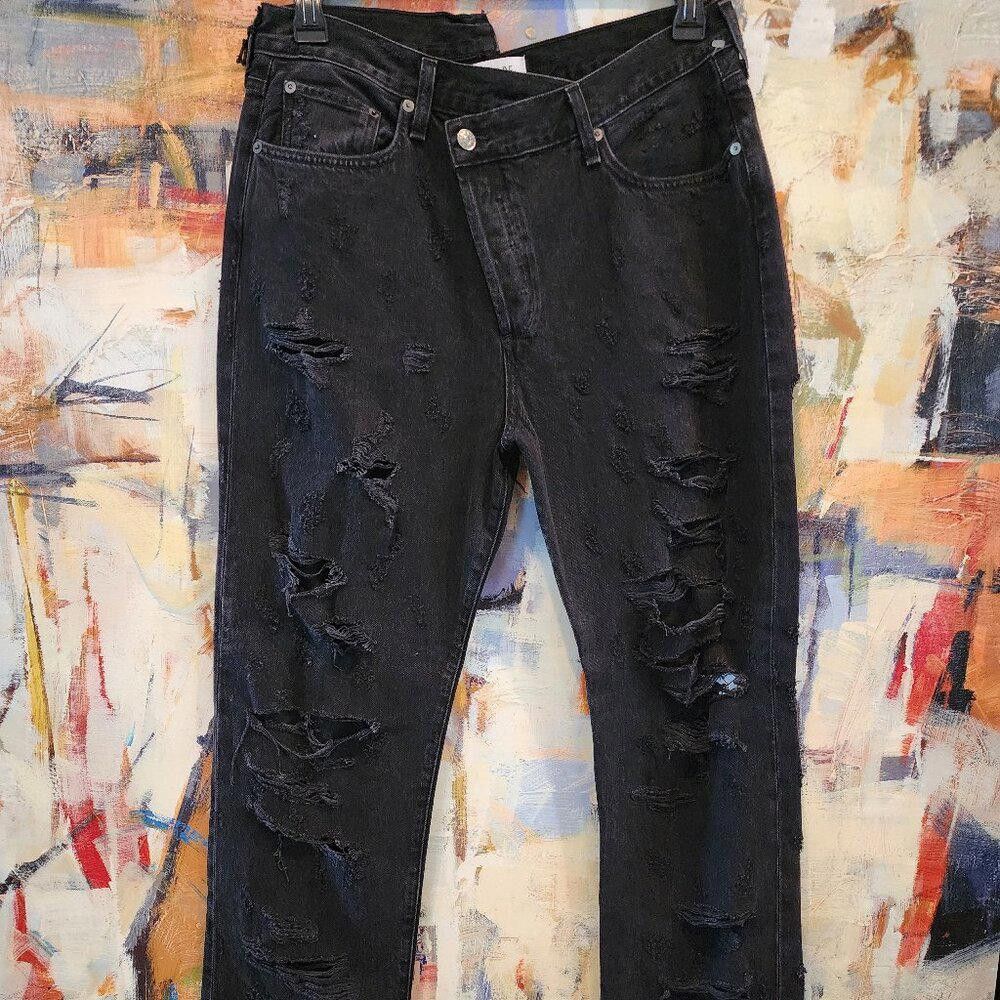 Agolde AGolde Destroyed Criss Cross Waist Jeans in Feverish Wash Size 32" / US 10 / IT 46 - 1 Thumbnail