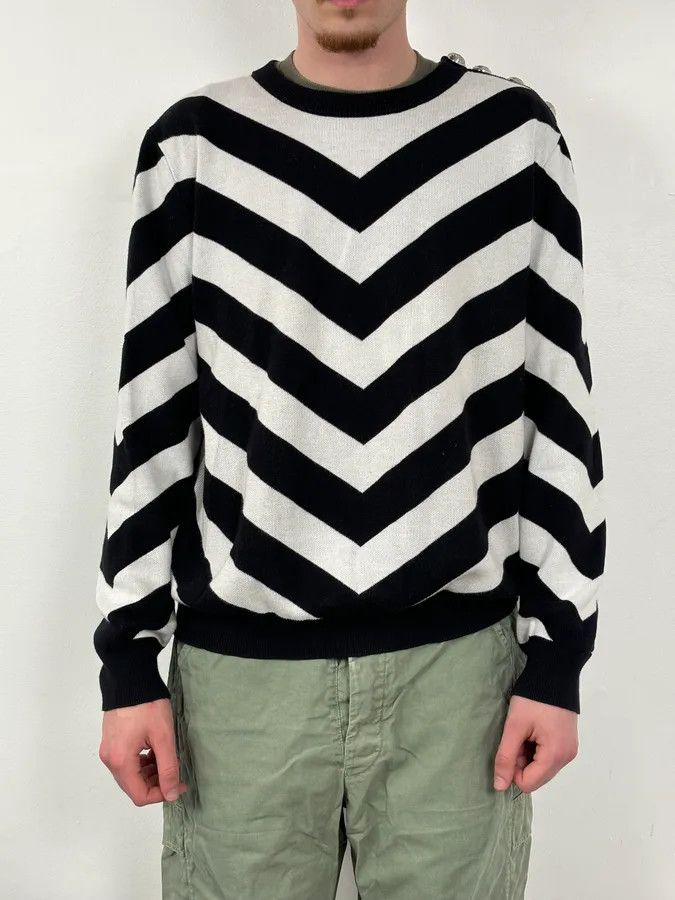 Balmain FW2015 Balmain Black & White Striped Sweater Size US L / EU 52-54 / 3 - 2 Thumbnail