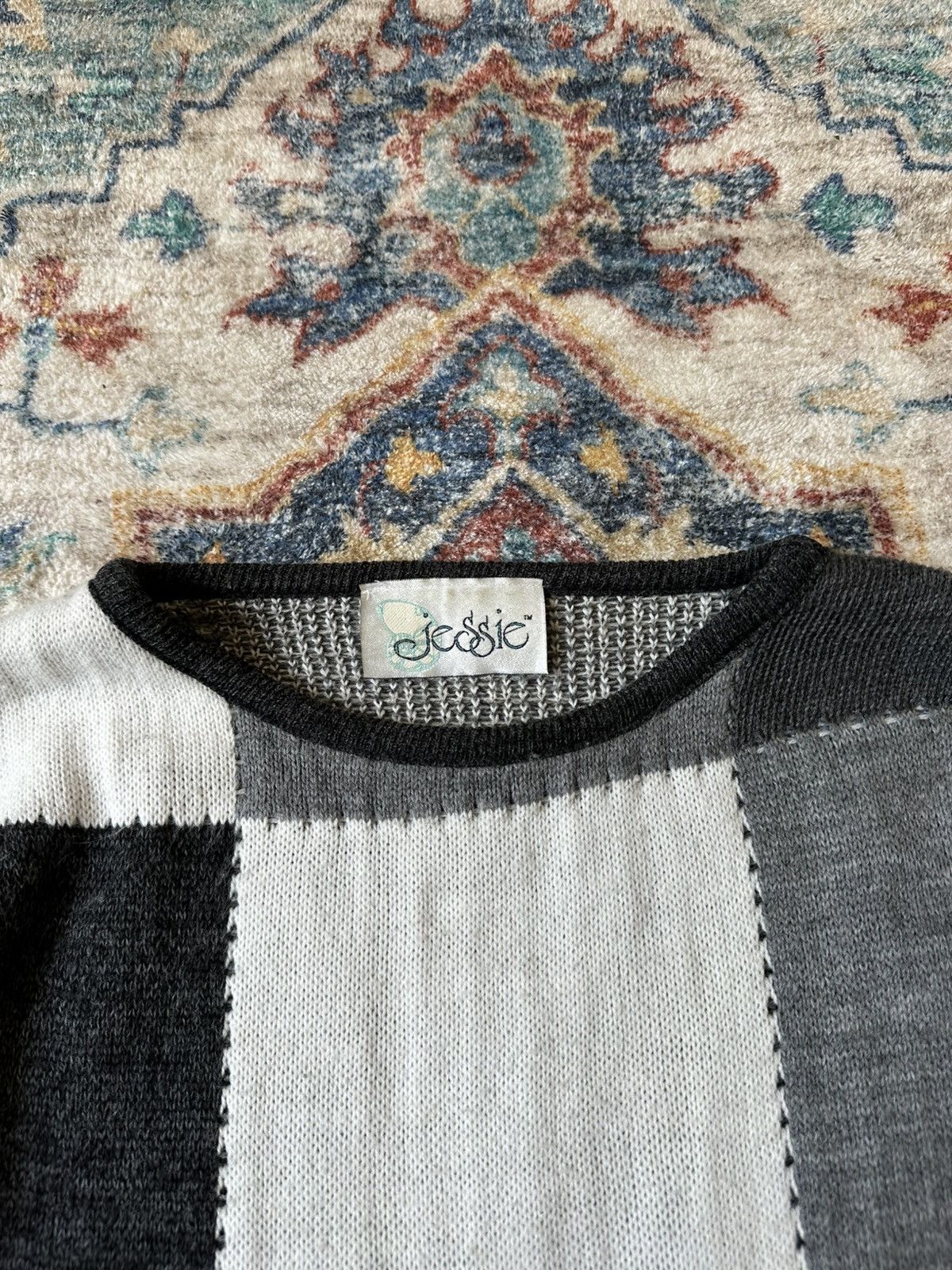Vintage Vintage Jessie Greyscale Colour Blocking Sweater Large Size L / US 10 / IT 46 - 3 Thumbnail