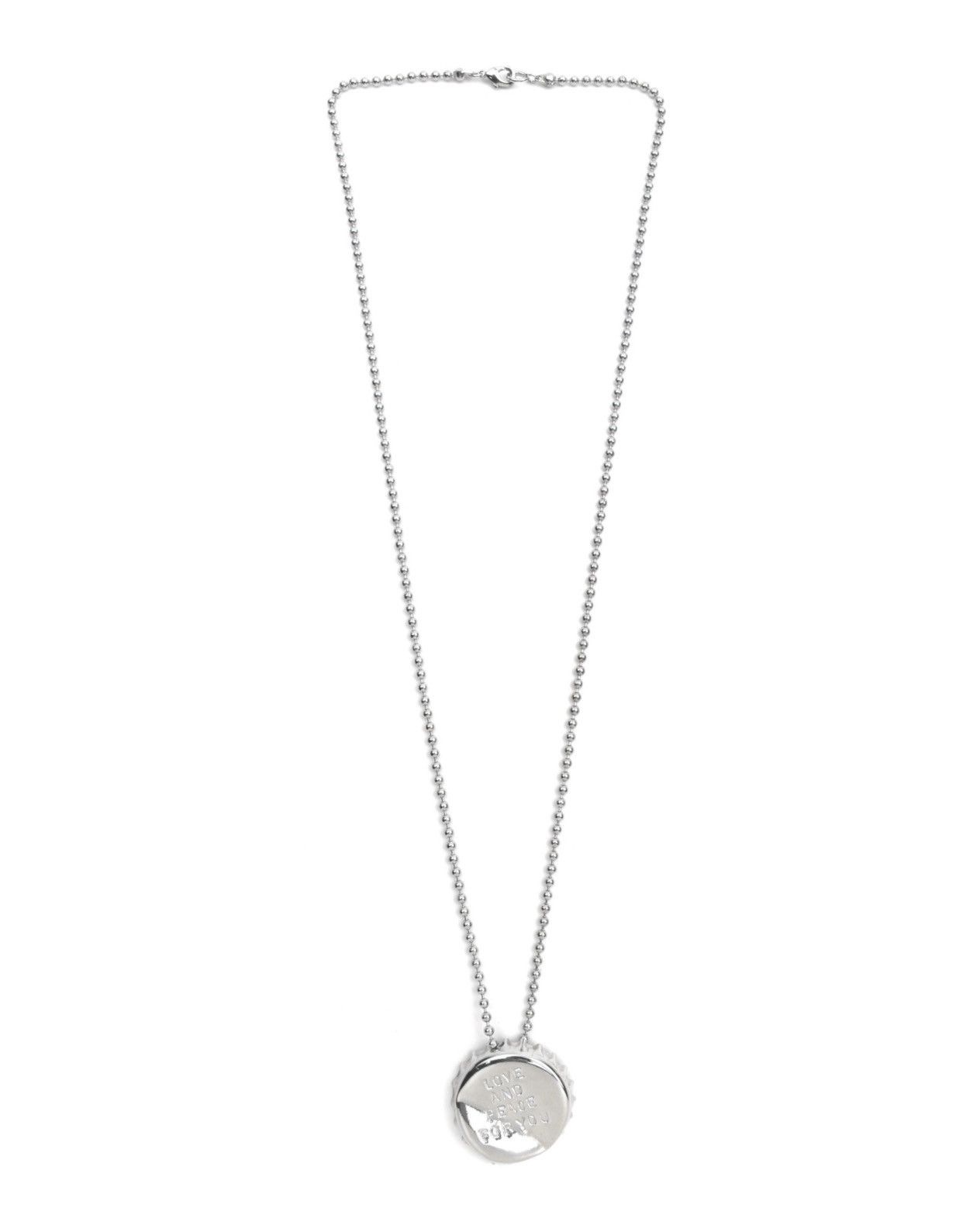 Vintage 2000S “LOVE AND PEACE FOR YOU” BOTTLE CAP PENDANT NECKLACE Size ONE SIZE - 3 Thumbnail